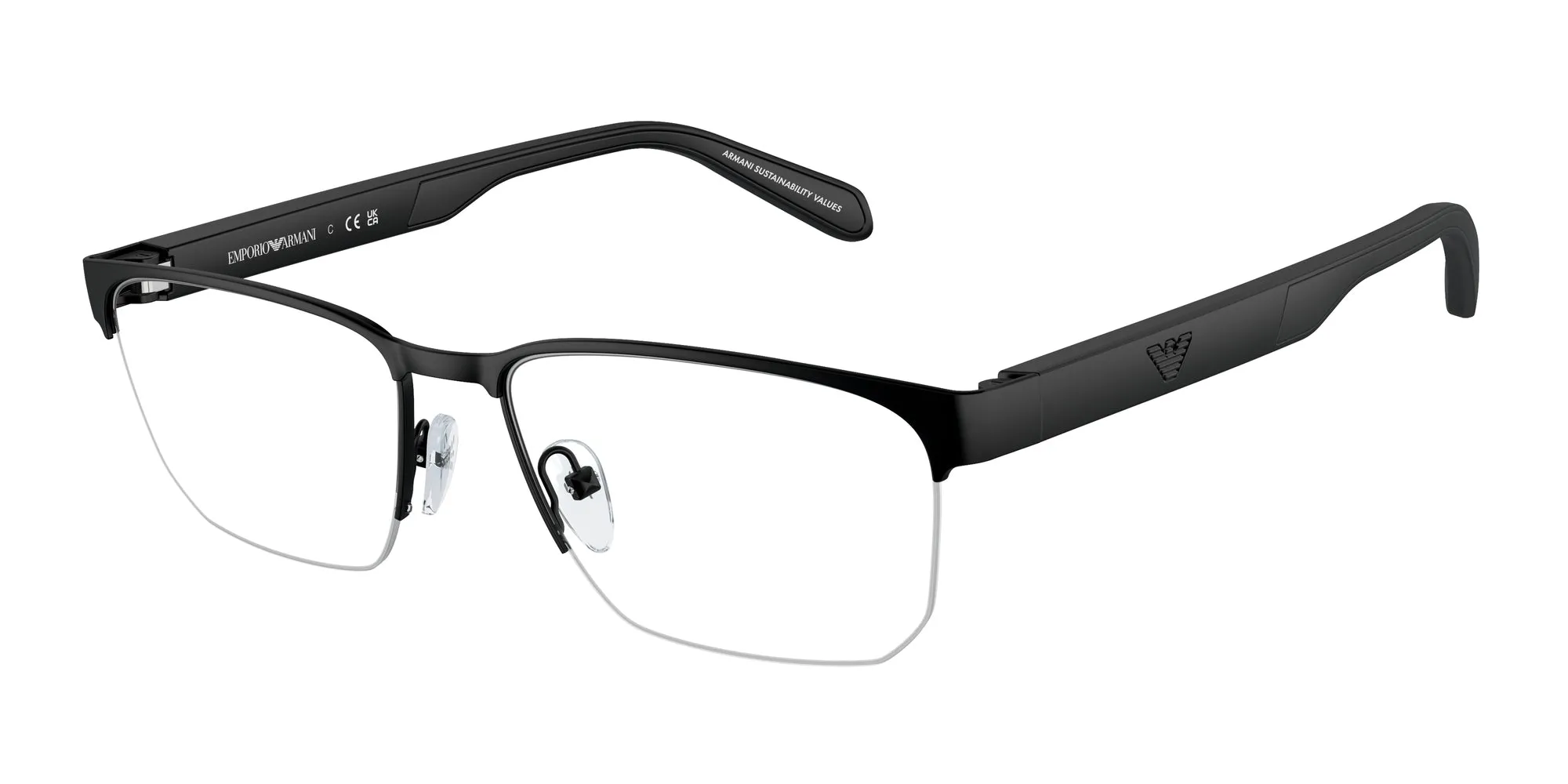 Emporio Armani EA1162 3001 Montature da vista Metallo Nero Trasparente Geometrica Normale - immagine 1