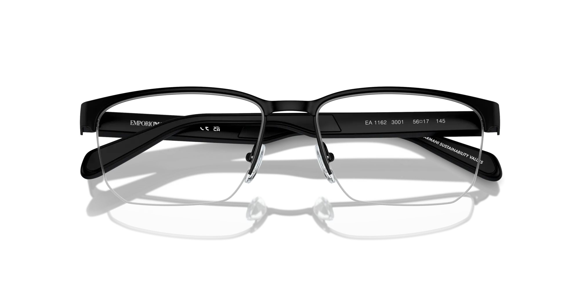 Emporio Armani EA1162 3001 Montature da vista Metallo Nero Trasparente Geometrica Normale - immagine 2