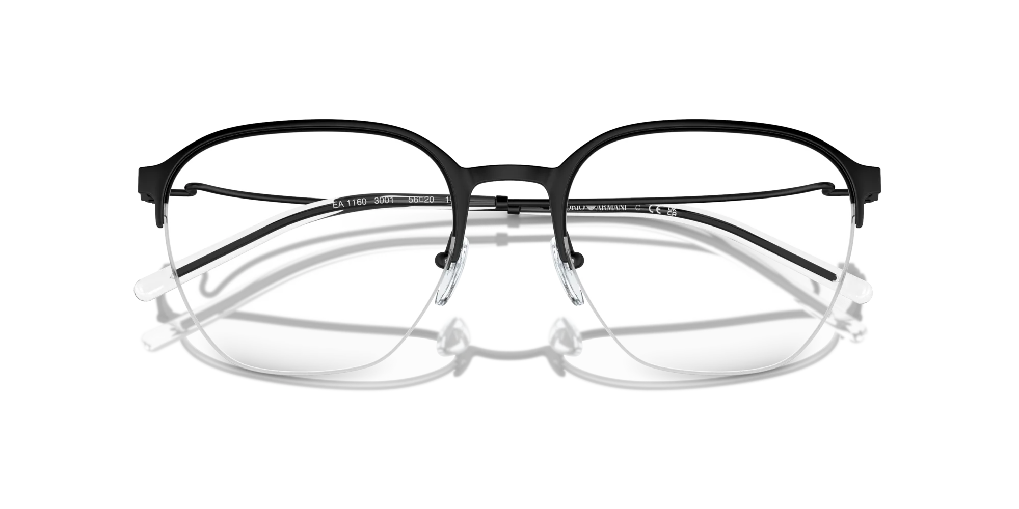 Emporio Armani EA1160 3001 Montature da vista Metallo Nero Trasparente Pantos Normale - immagine 2