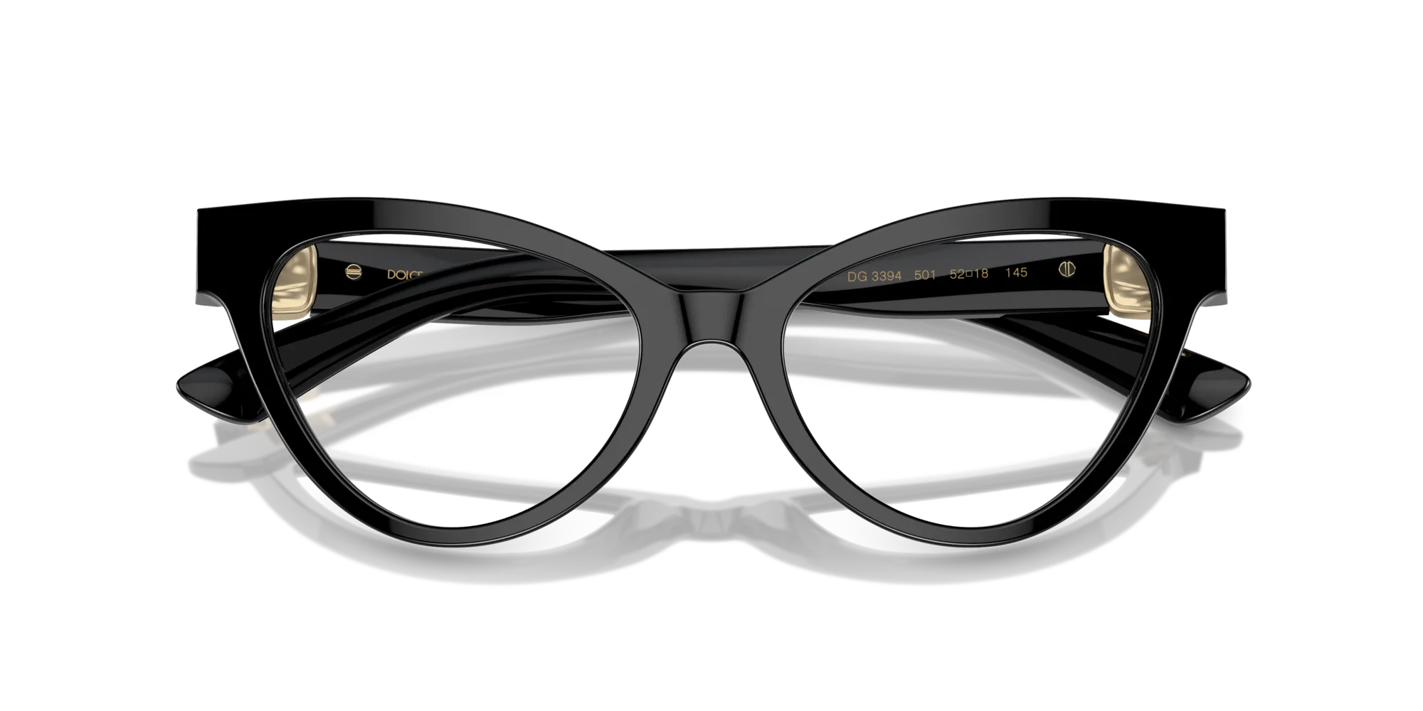 Dolce & Gabbana DG3394 501 Montature da vista Acetato Nero Trasparente Cat Eye Normale - immagine 2