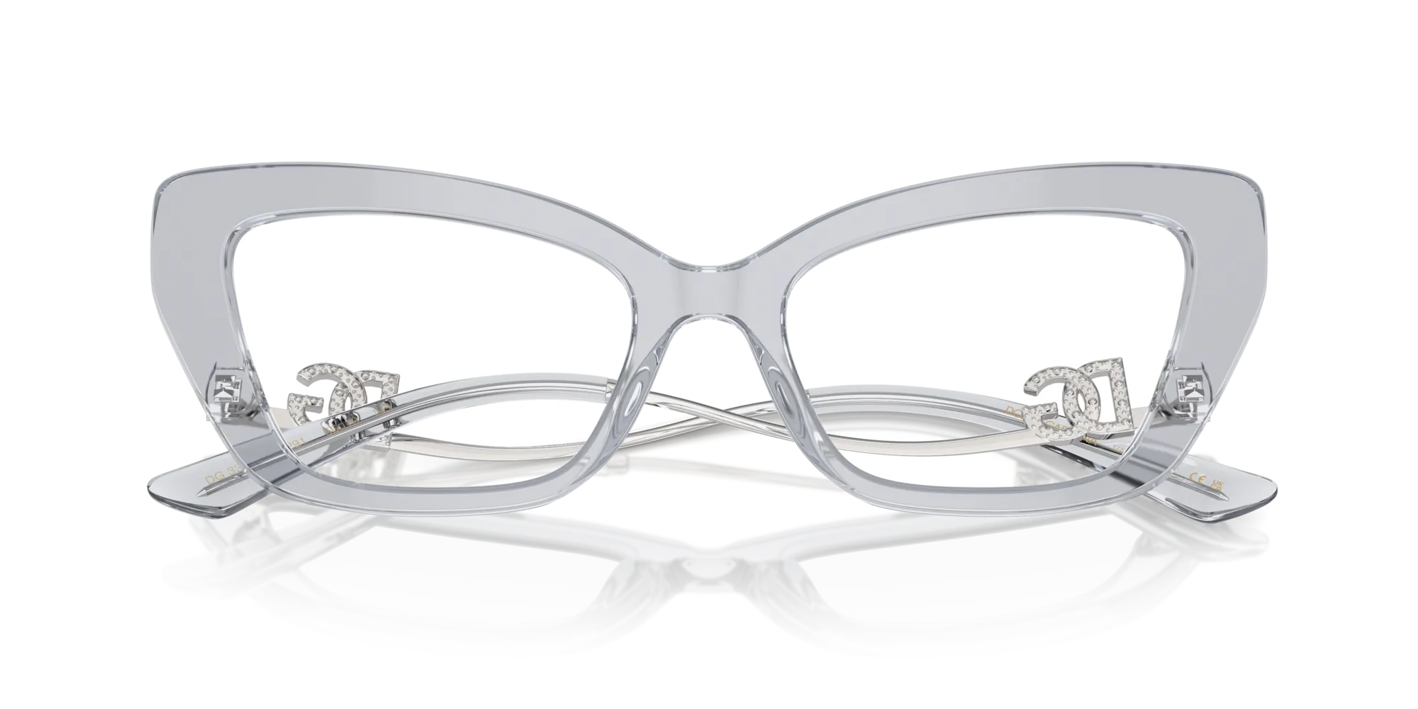 Dolce & Gabbana DG3391B 3291 Montature da vista Acetato Grigio Trasparente Cat Eye Normale - immagine 2