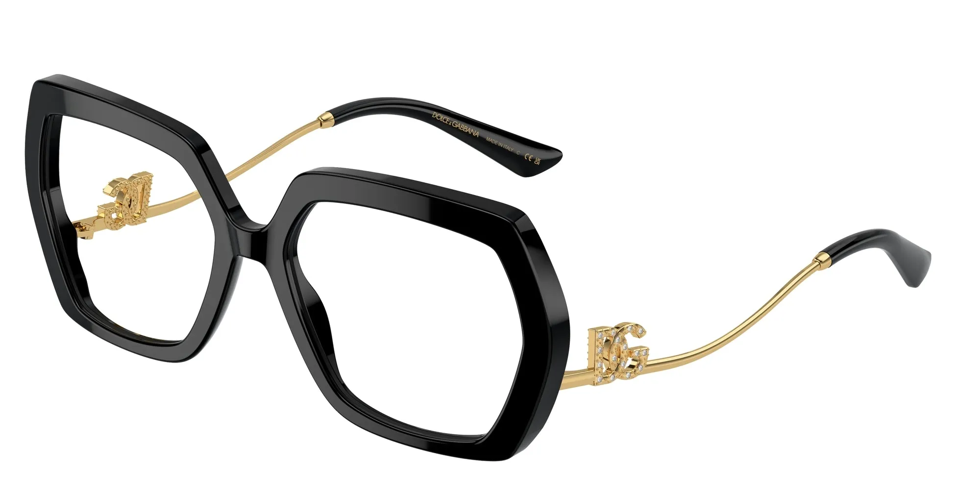 Dolce & Gabbana DG3390B 501 Montature da vista Acetato Nero Trasparente Geometrica Normale - immagine 1