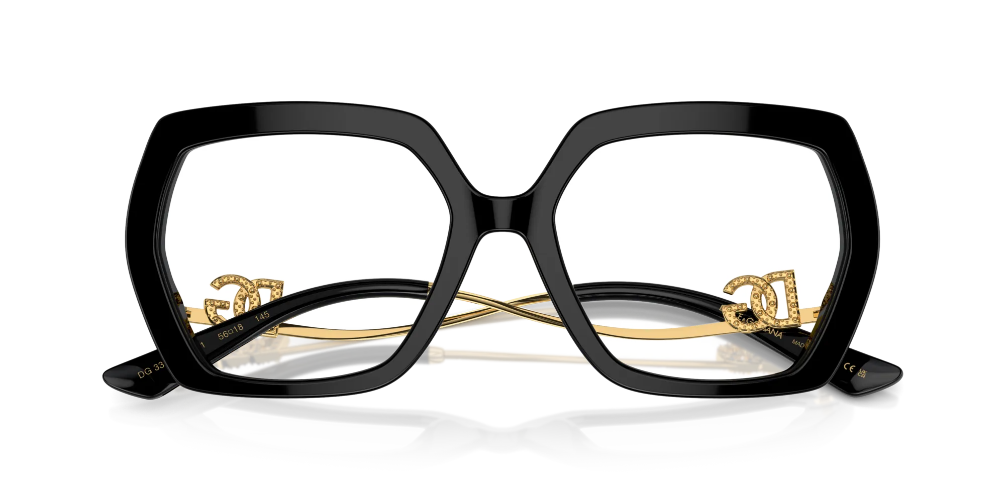 Dolce & Gabbana DG3390B 501 Montature da vista Acetato Nero Trasparente Geometrica Normale - immagine 2
