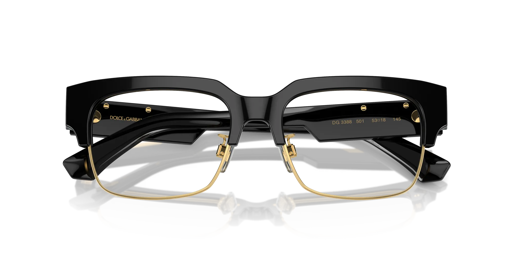 Dolce & Gabbana DG3388 501 Montature da vista Acetato Nero Trasparente Squadrata Normale - immagine 2