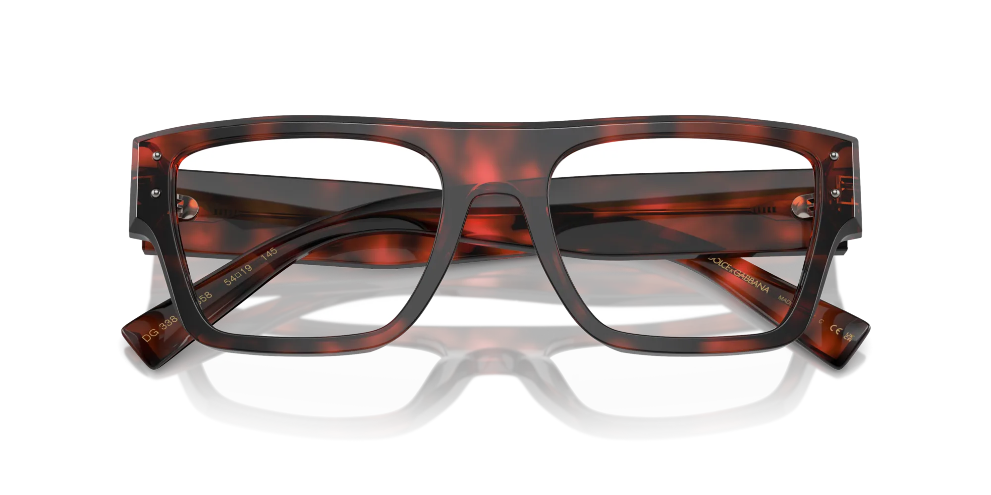 Dolce & Gabbana DG3384 3358 Montature da vista Acetato Rosso Trasparente Squadrata Normale - immagine 2