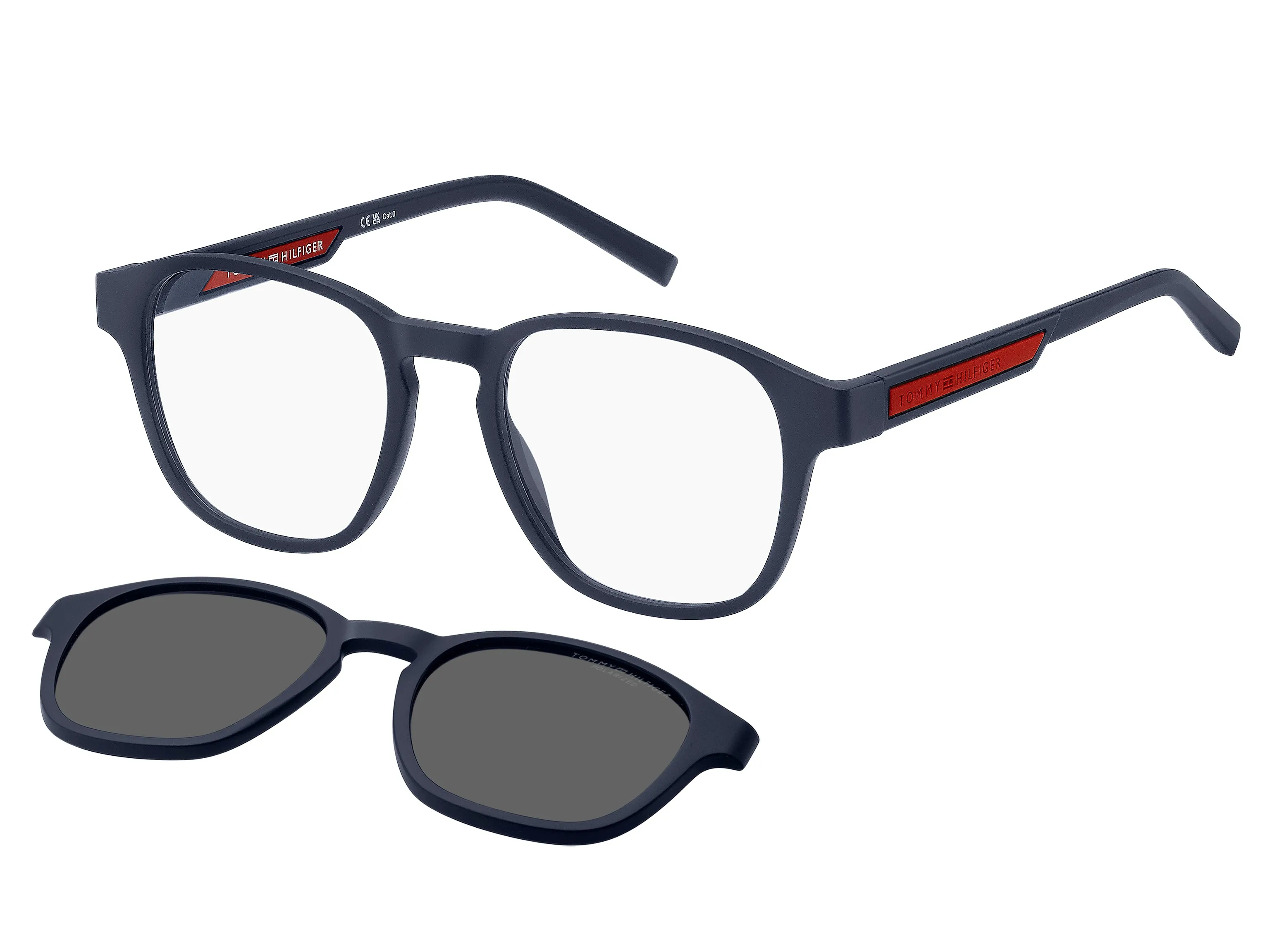 Tommy Hilfiger TH 2085/CS FLL/M9 Occhiali da sole Bio Poliammide Blu opaco Grigio Squadrata Polarizzata Clip-on - immagine 1