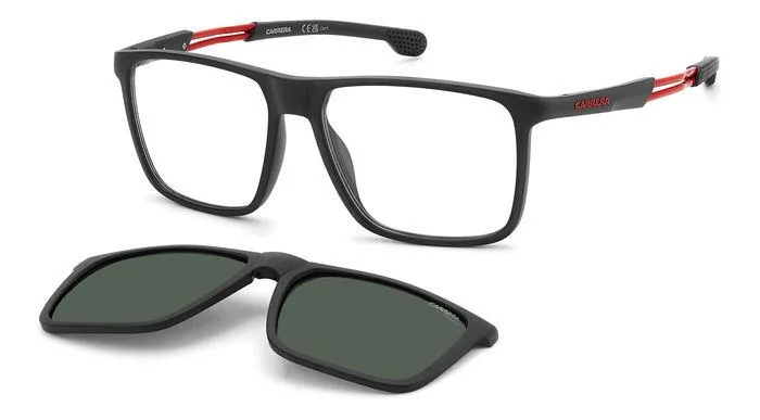 Carrera CA 4020/CS BLX/UC Occhiali da sole Polyamide Nero-opaco Verde Squadrata Polarizzata Clip-on - immagine 1