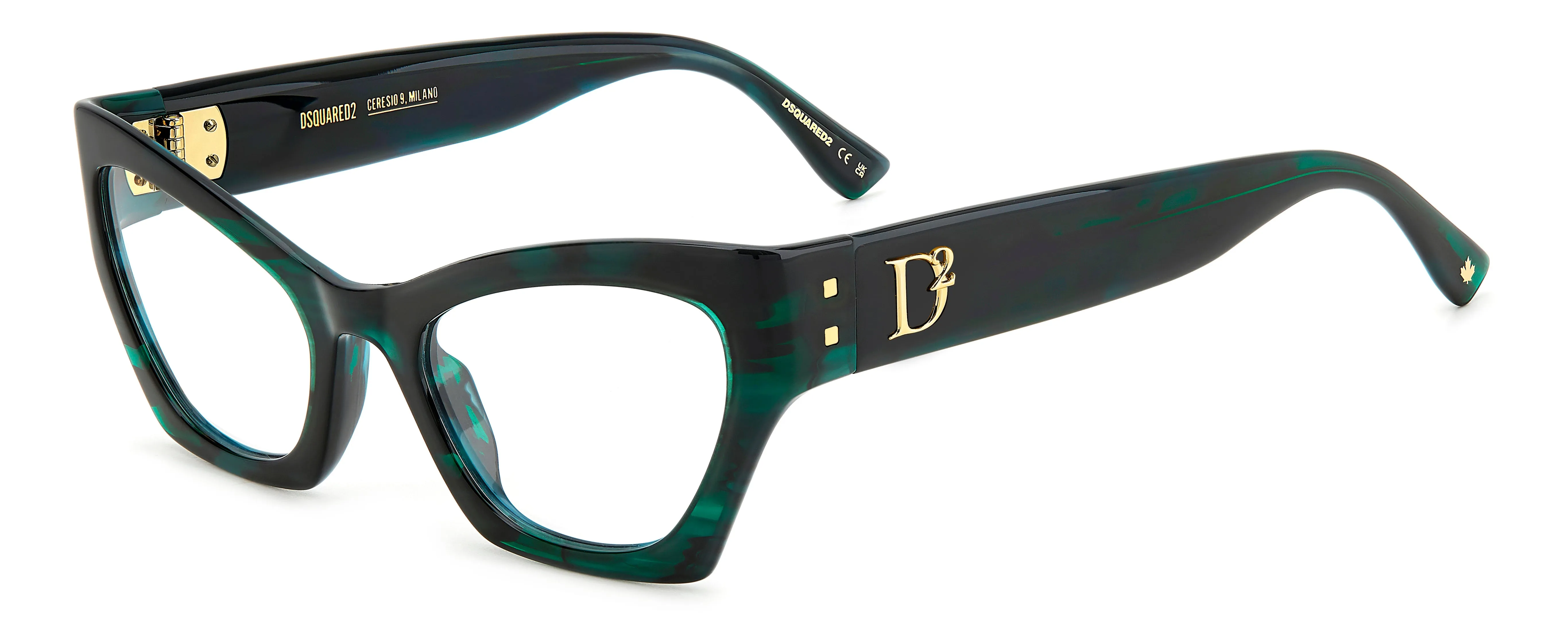 Dsquared2 D2 0133 6AK Montature da vista Acetato Verde Cat Eye - immagine 1