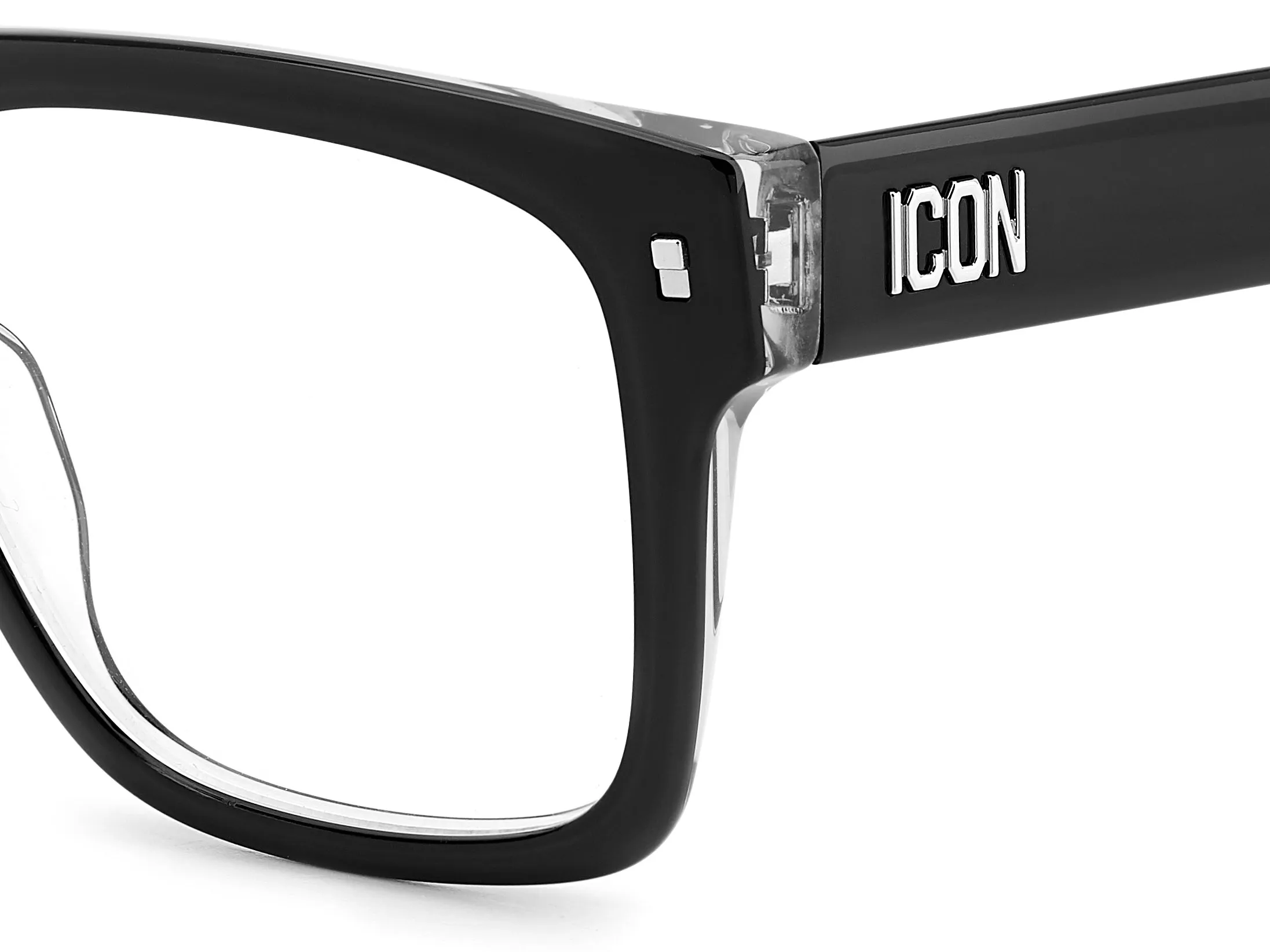 Dsquared2 ICON 0018 7C5 Montature da vista Acetato Cristallo/Nero Squadrata - immagine 3