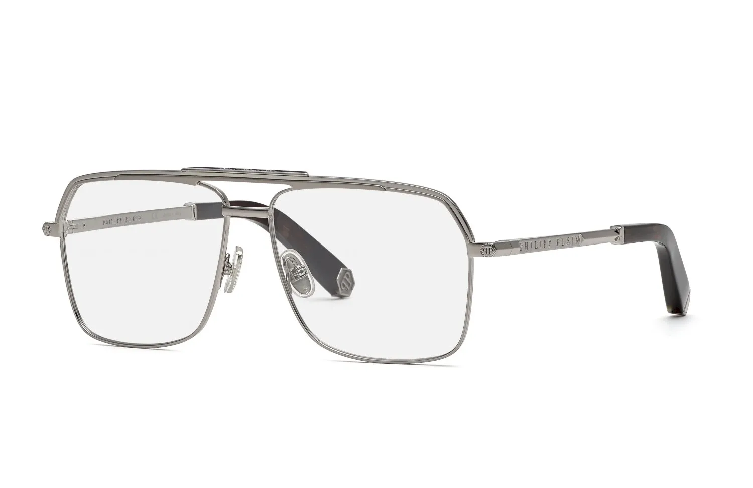 Philipp Plein VPP085M PURE PLEIN 0 Montature da vista Metallo Grigio Squadrata - immagine 1