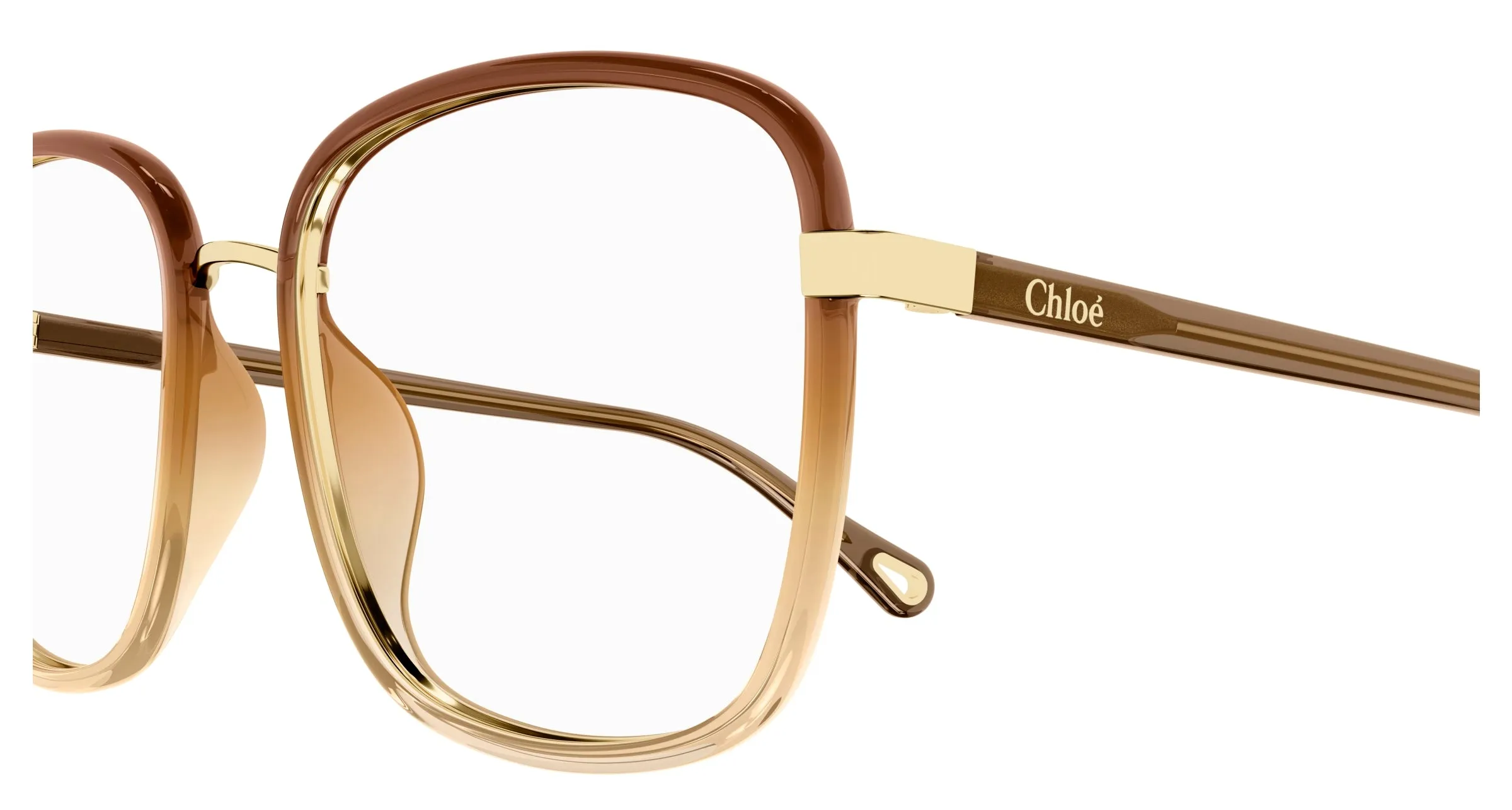 Chloé CH0034O 014 Montature da vista Bio-iniettato Marrone Trasparente Squadrata - immagine 3