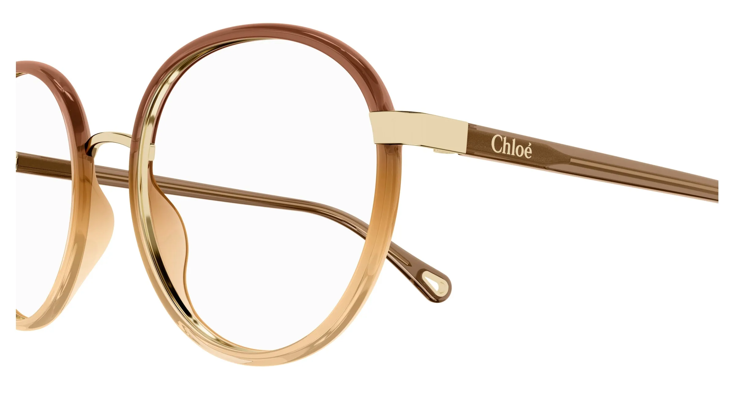 Chloé CH0033O 008 Montature da vista Bio-iniettato Marrone Trasparente Rotonda - immagine 3