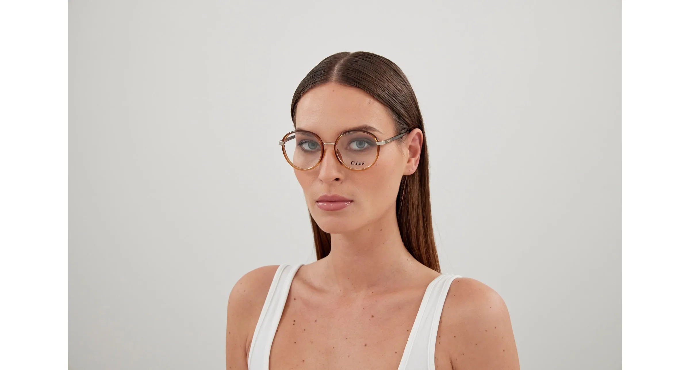 Chloé CH0033O 008 Montature da vista Bio-iniettato Marrone Trasparente Rotonda - immagine 4