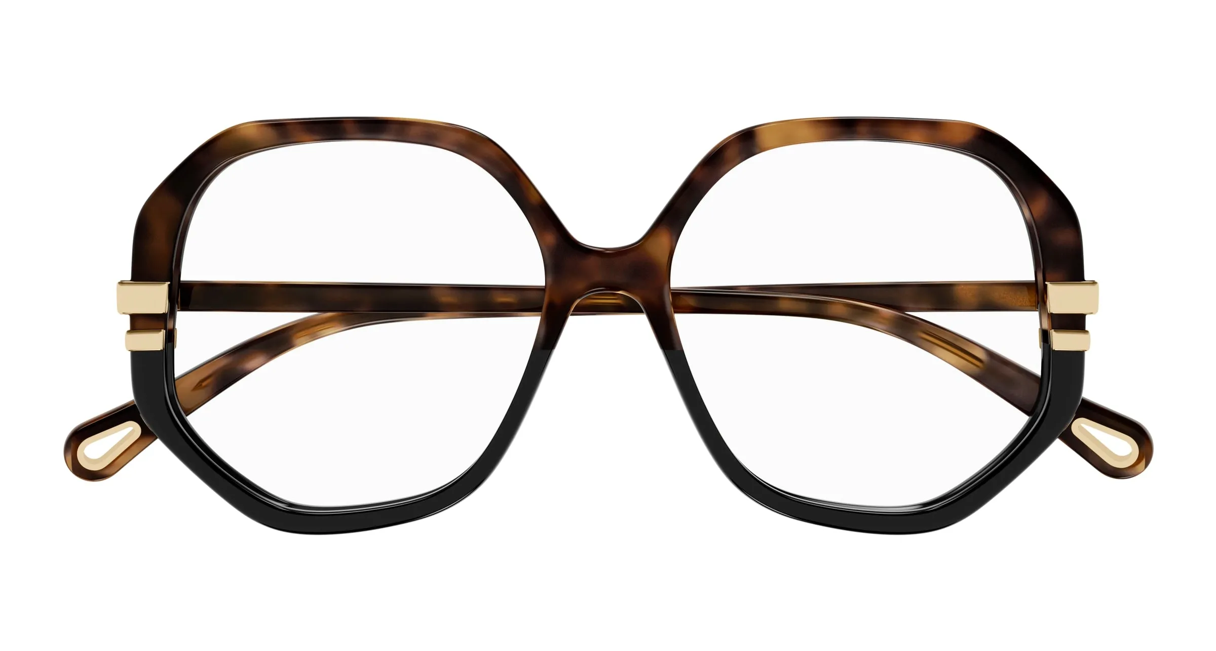 Chloé CH0107O 011 Montature da vista Acetato Havana Trasparente Geometrica - immagine 2