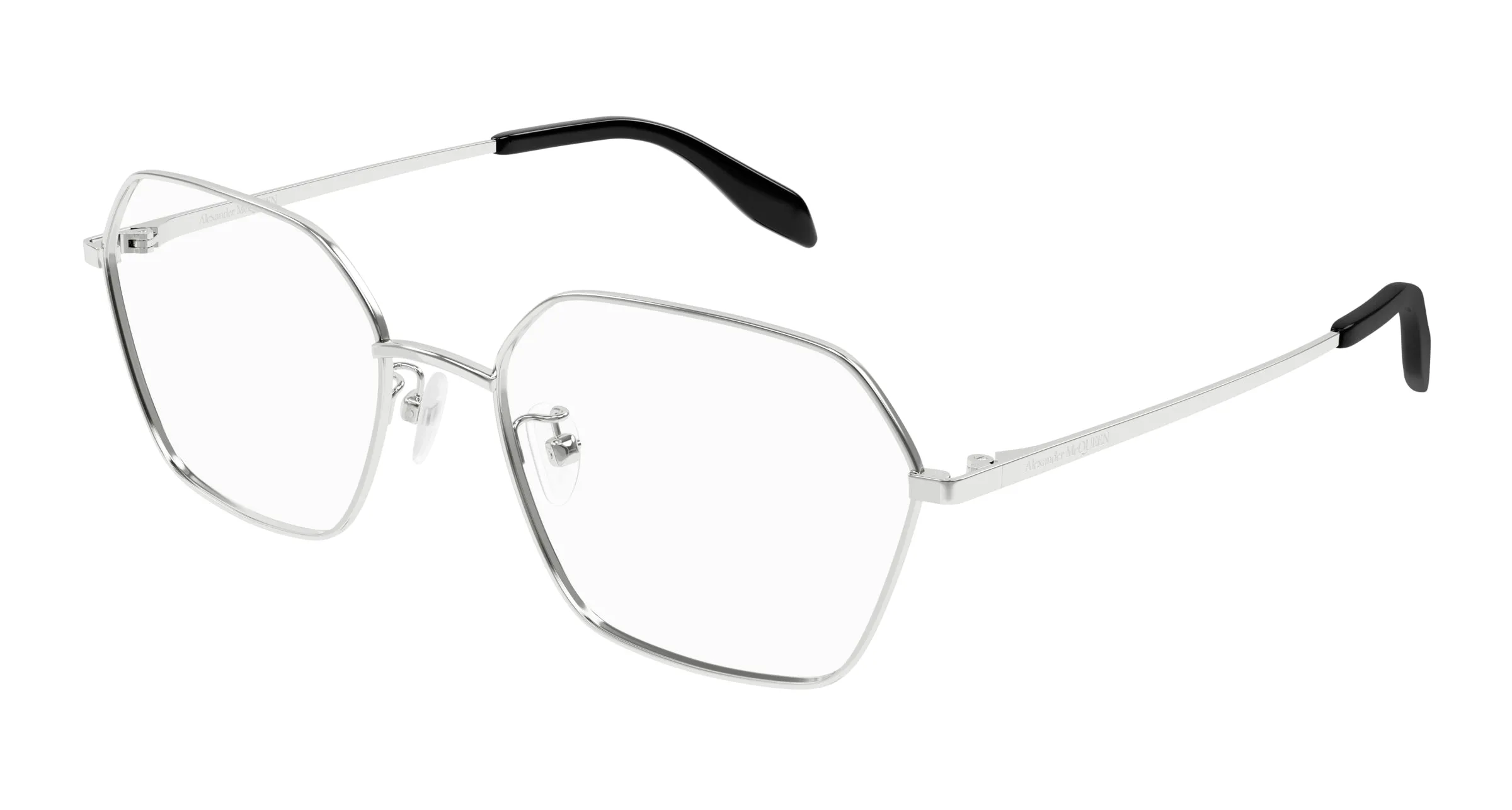 Alexander McQueen AM0437O 003 Montature da vista Metallo Argento Geometrica - immagine 1
