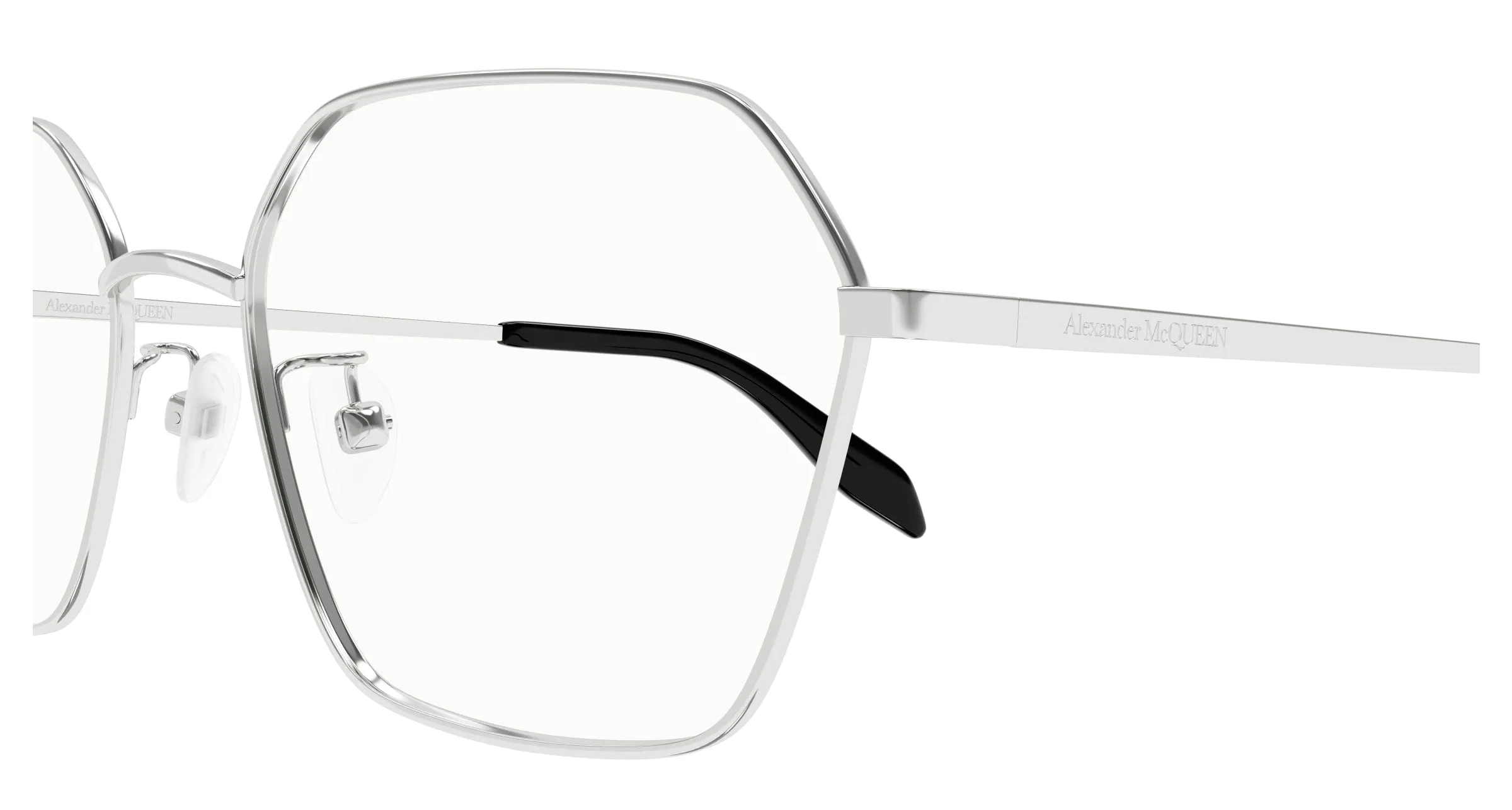 Alexander McQueen AM0437O 003 Montature da vista Metallo Argento Geometrica - immagine 3