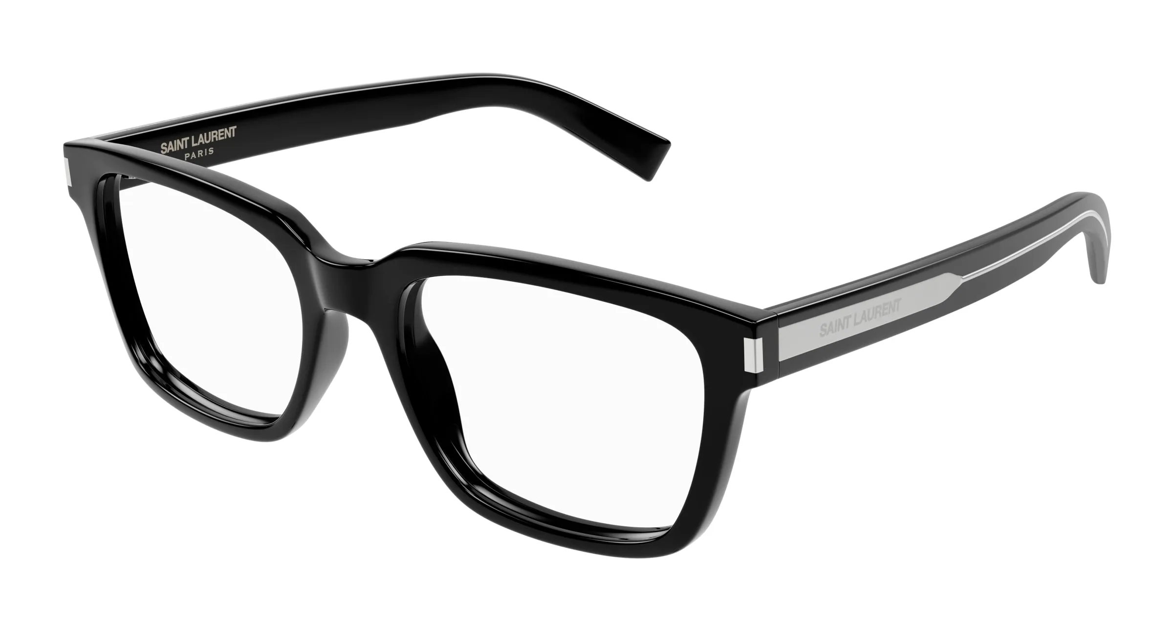 SAINT LAURENT SL 621 001 Montature da vista Acetato Nero Trasparente Squadrata - immagine 1