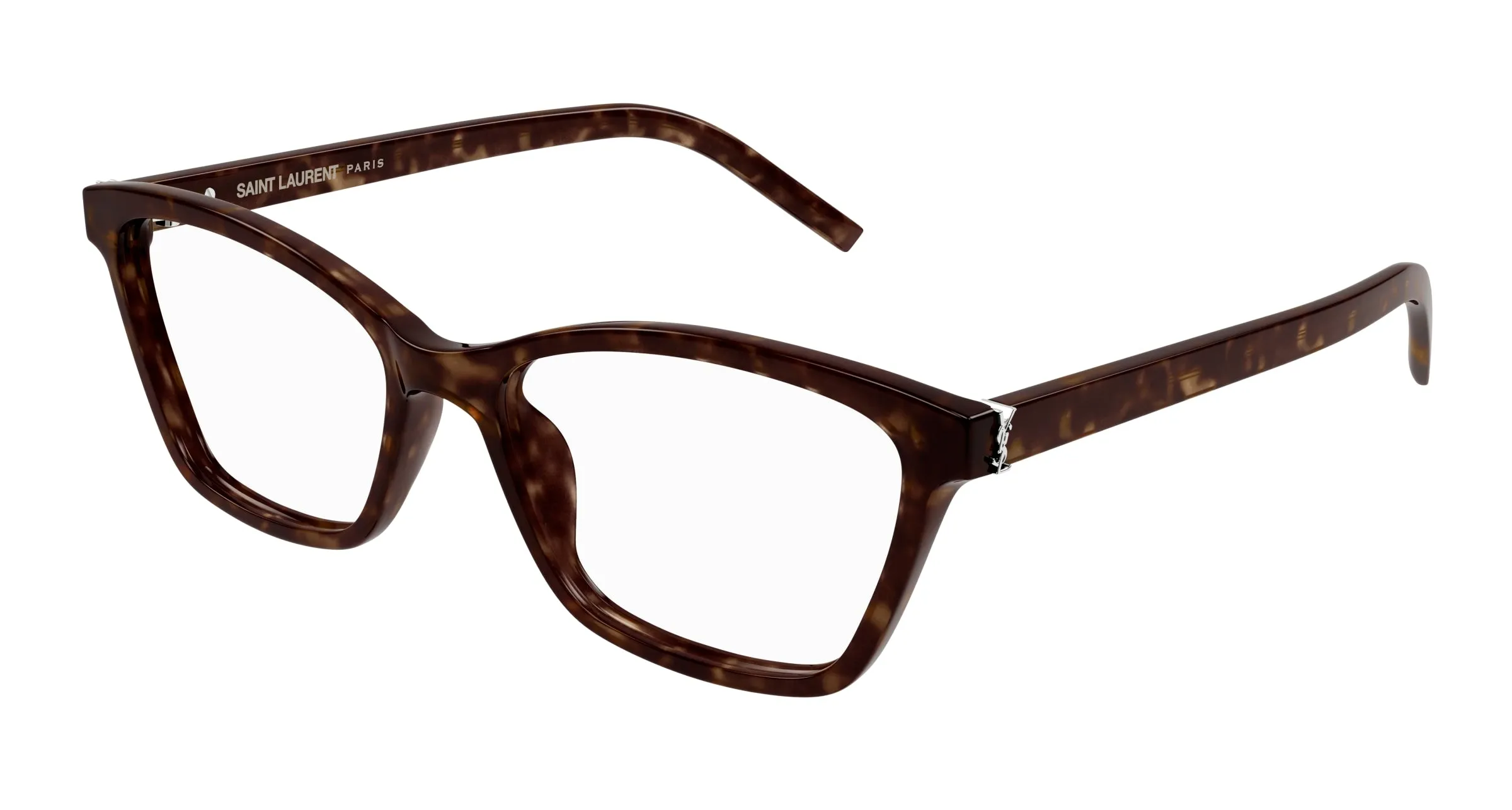 SAINT LAURENT Donna SL M128 002 Montature da vista Acetato Havana Trasparente Cat Eye Antiriflesso - immagine 1