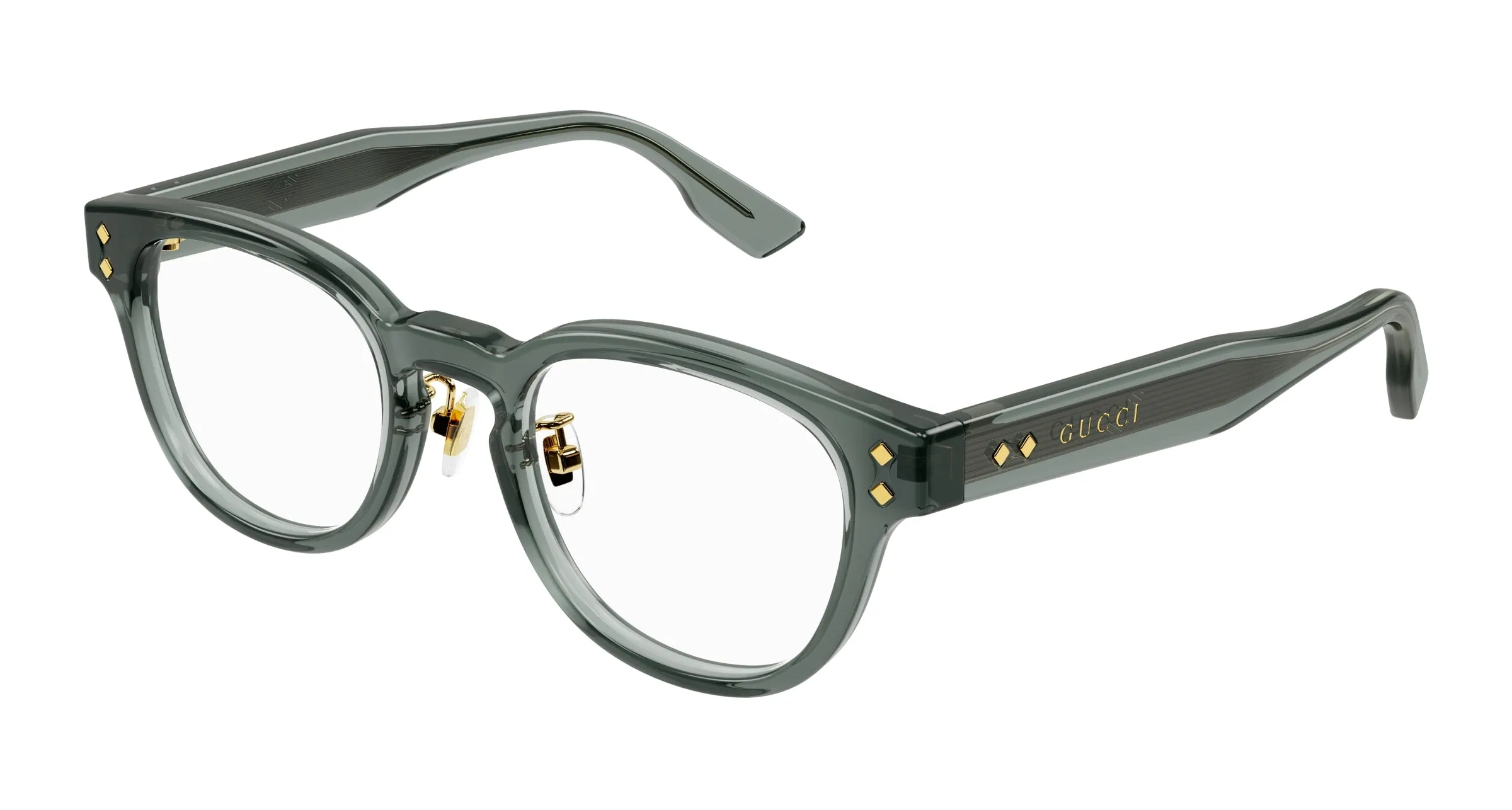 Gucci GG1470OJ 003 Montature da vista Acetato Grigio Trasparente Rotonda - immagine 1