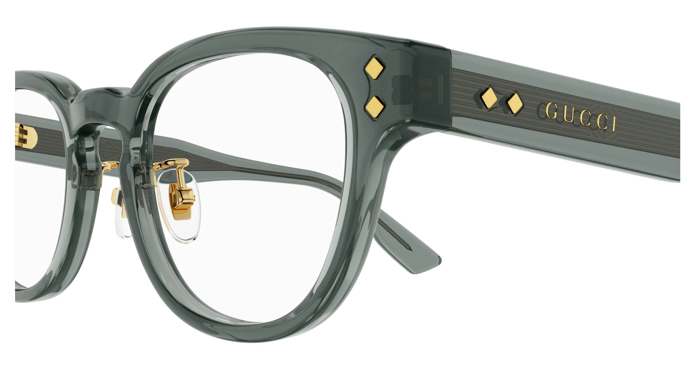 Gucci GG1470OJ 003 Montature da vista Acetato Grigio Trasparente Rotonda - immagine 3