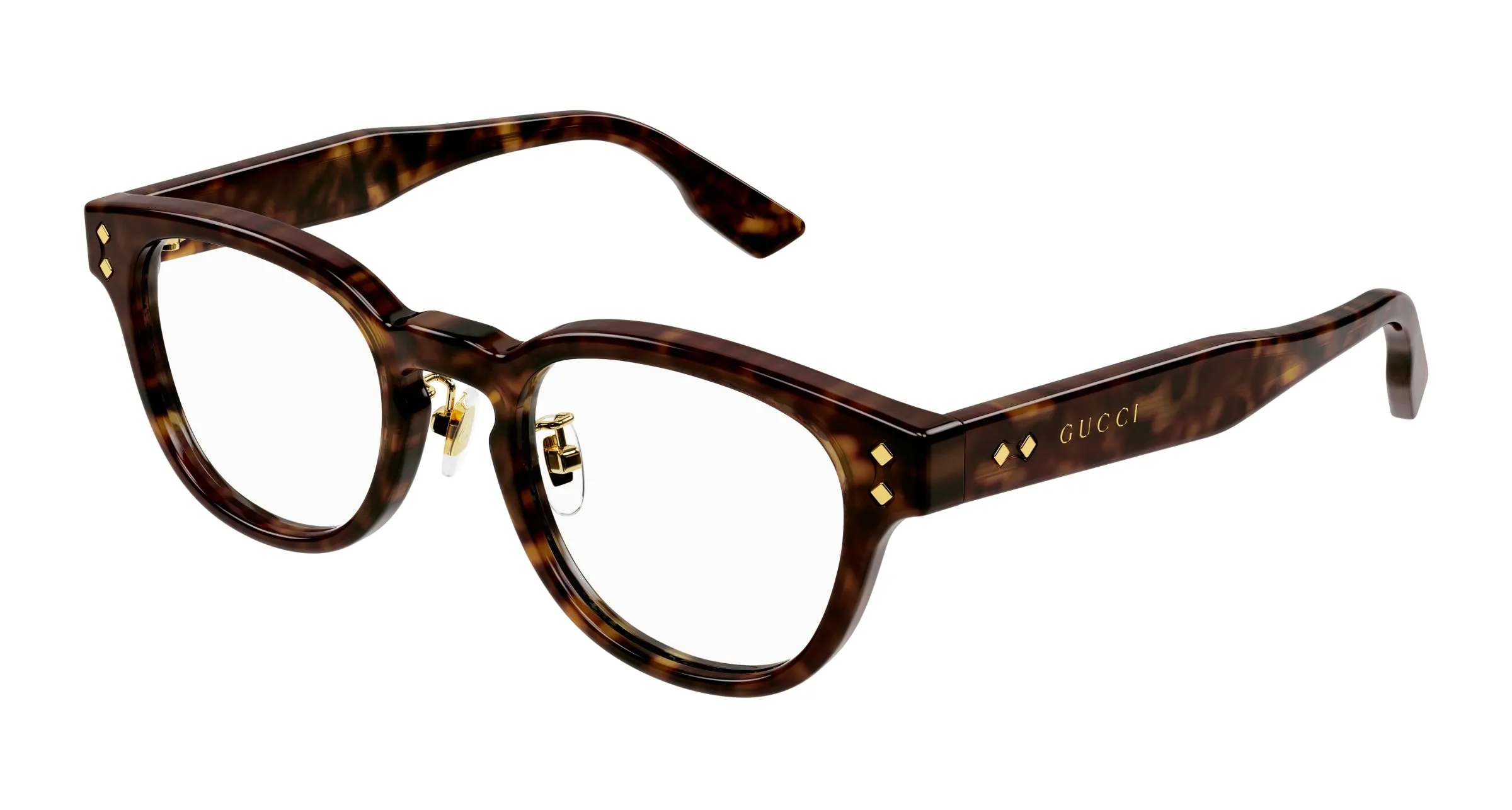Gucci GG1470OJ 002 Montature da vista Acetato Havana Trasparente Rotonda - immagine 1
