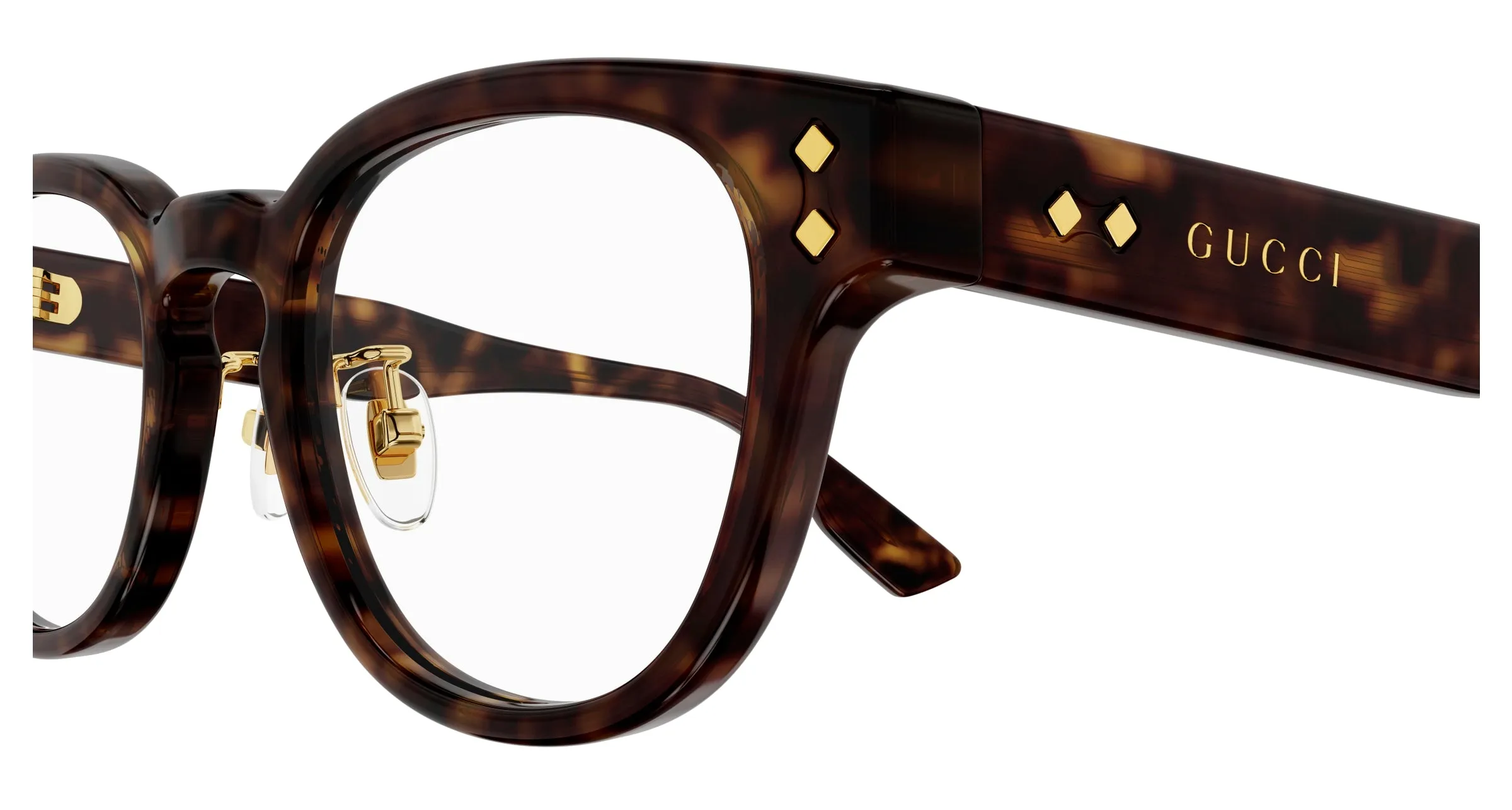 Gucci GG1470OJ 002 Montature da vista Acetato Havana Trasparente Rotonda - immagine 3