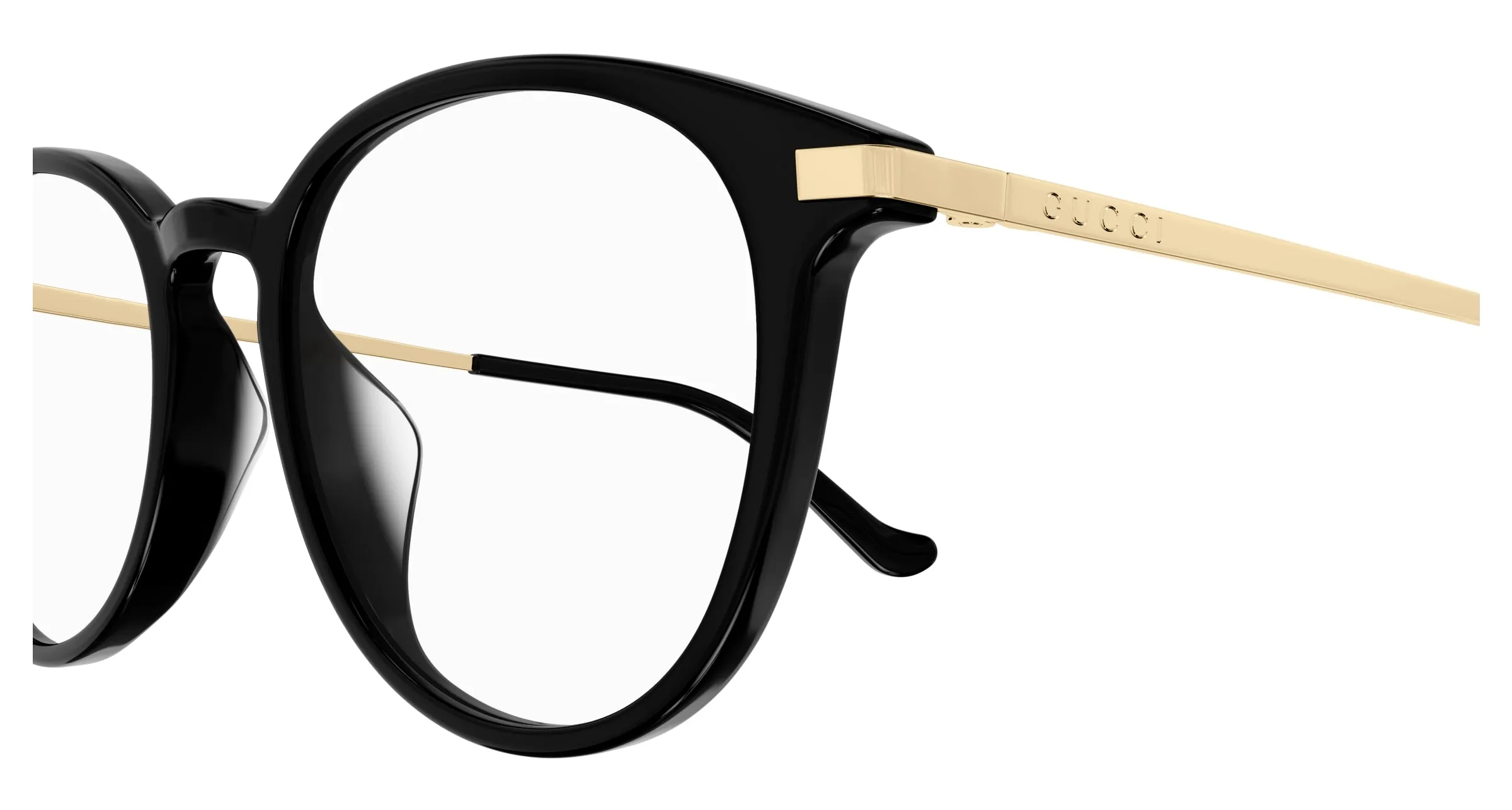 Gucci GG1466OA 001 Montature da vista Acetato Nero Trasparente Rotonda - immagine 3