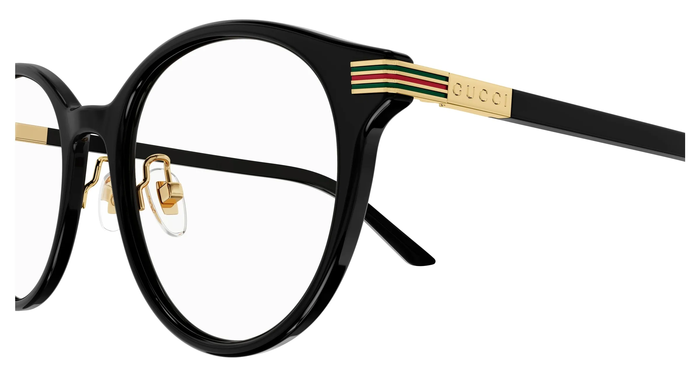 Gucci GG1454OK 001 Montature da vista Acetato Nero Trasparente Rotonda - immagine 3