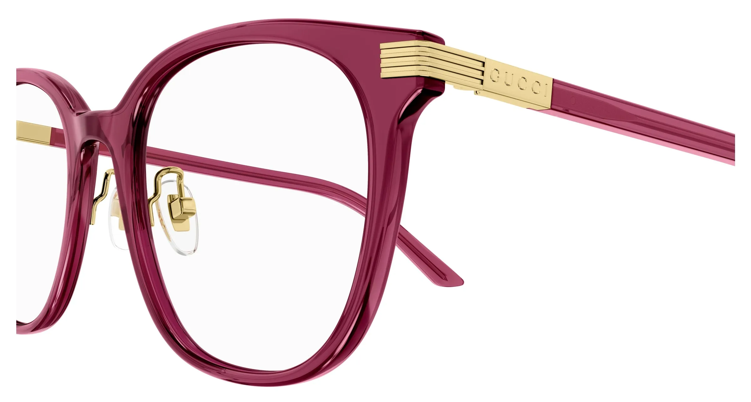 Gucci GG1453OK 003 Montature da vista Acetato Bordeaux Trasparente Rotonda - immagine 3