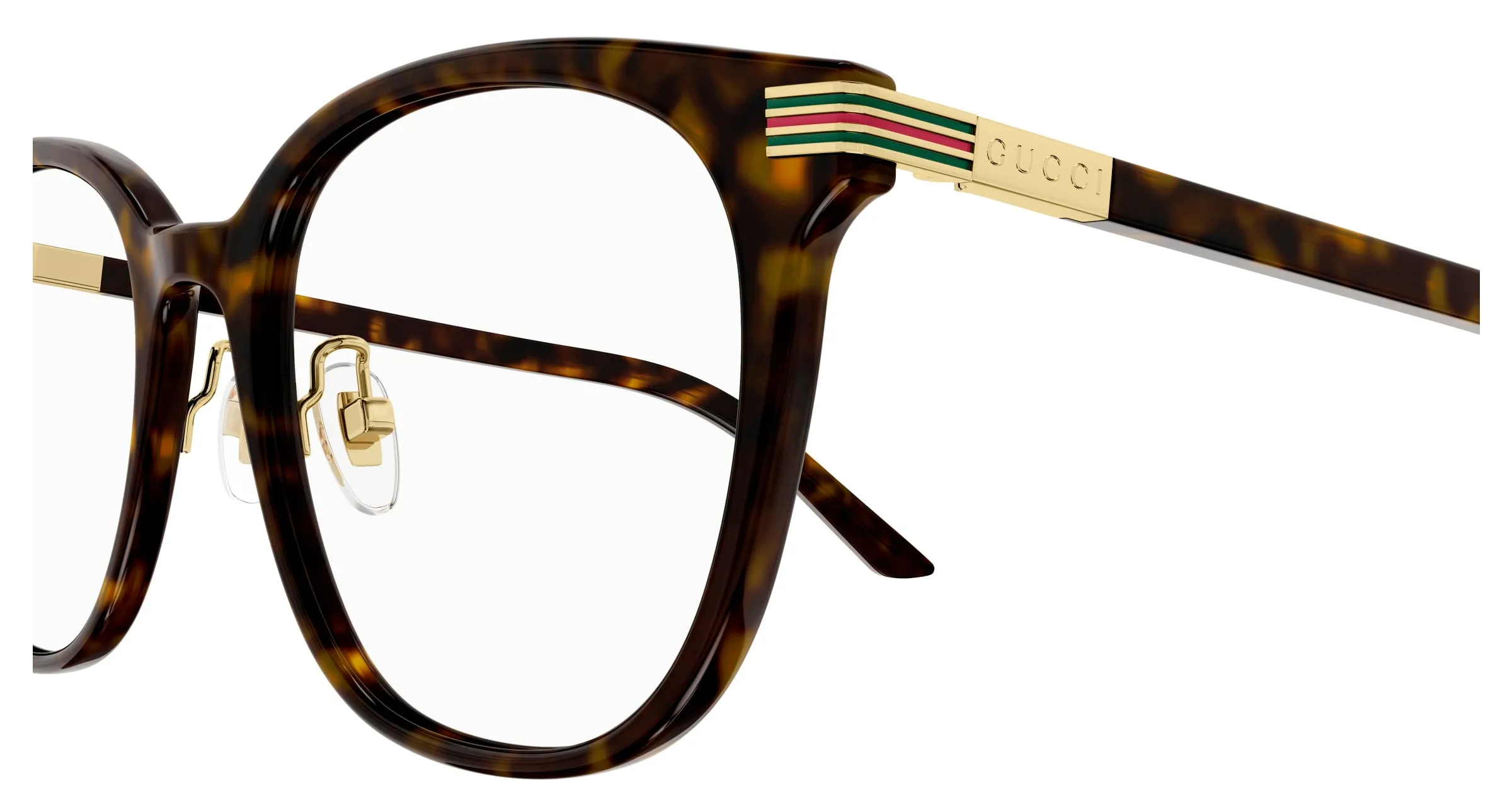 Gucci GG1453OK 002 Montature da vista Acetato Havana Trasparente Rotonda - immagine 3