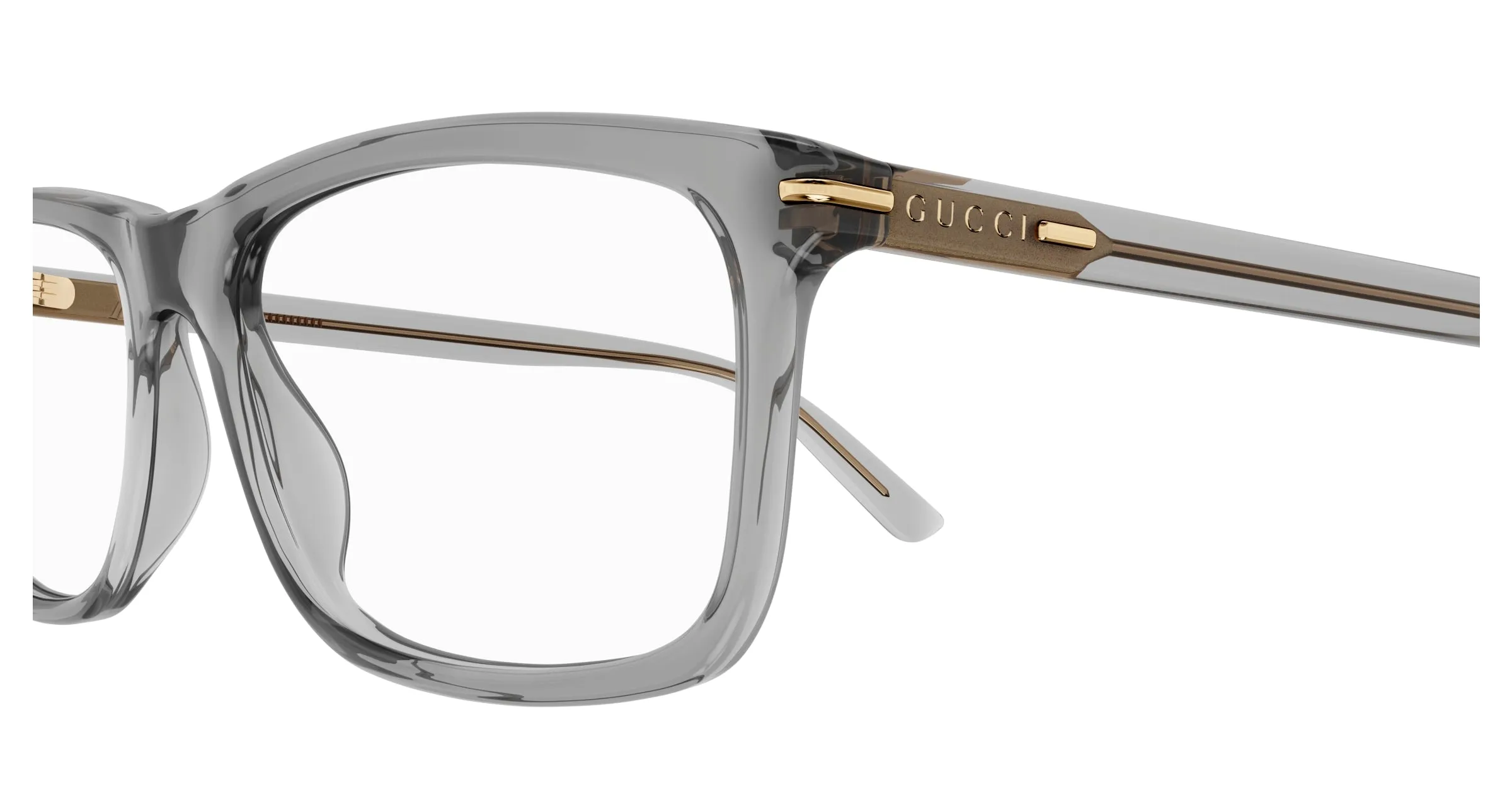 Gucci GG1447O 004 Montature da vista Acetato Grigio Trasparente Squadrata - immagine 3