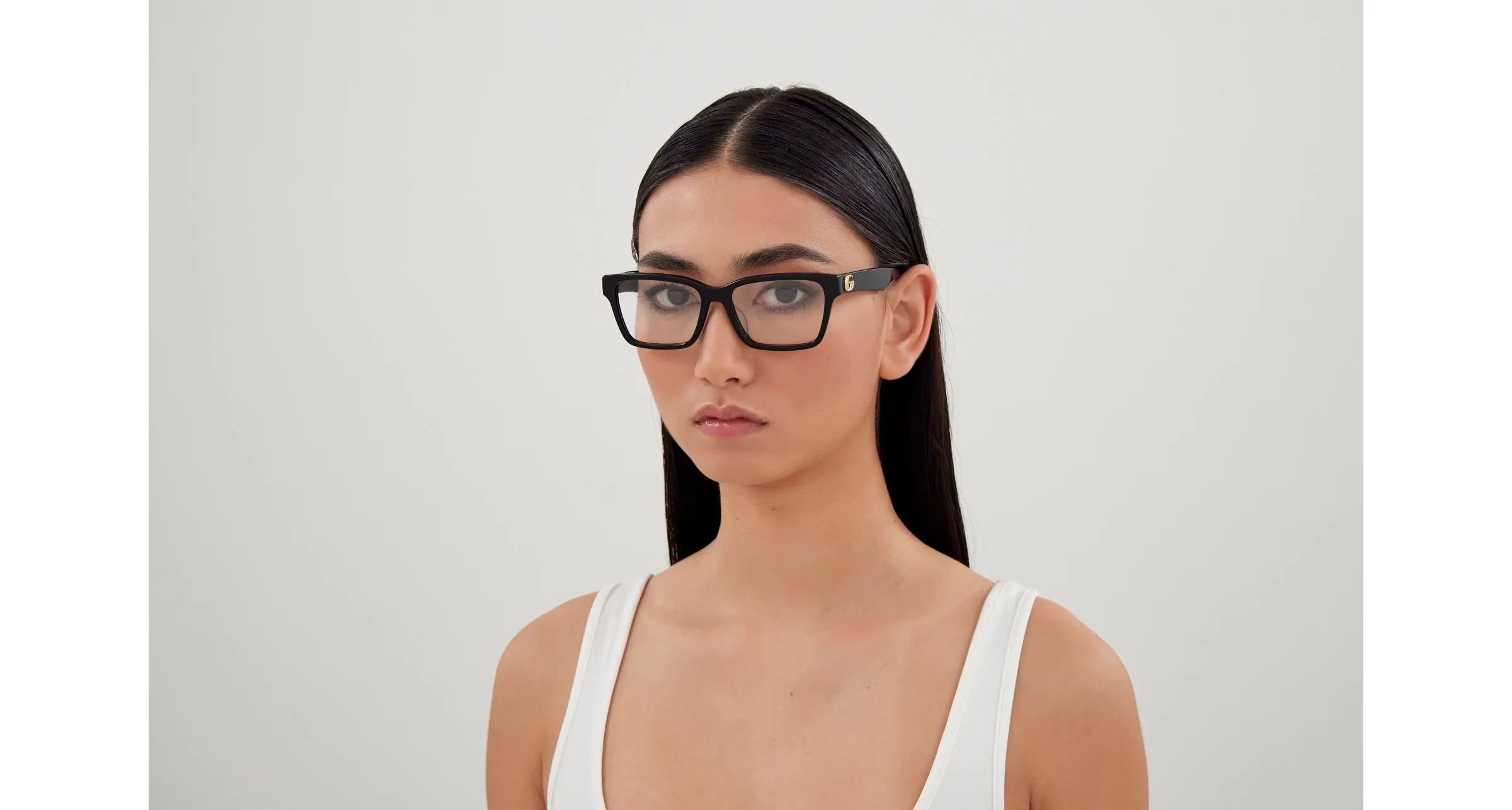 Gucci GG1476OK 001 Montature da vista Acetato Nero Trasparente Squadrata - immagine 4