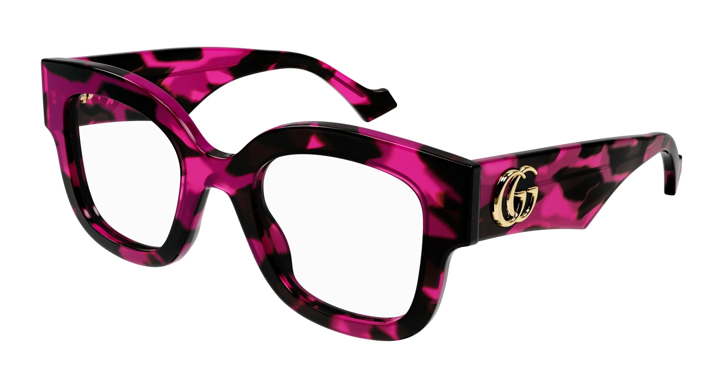 Gucci GG1423O 003 Montature da vista Acetato Havana Trasparente Cat Eye - immagine 1