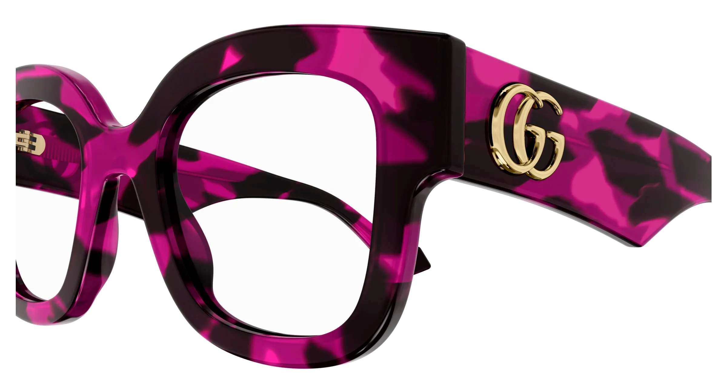 Gucci GG1423O 003 Montature da vista Acetato Havana Trasparente Cat Eye - immagine 3