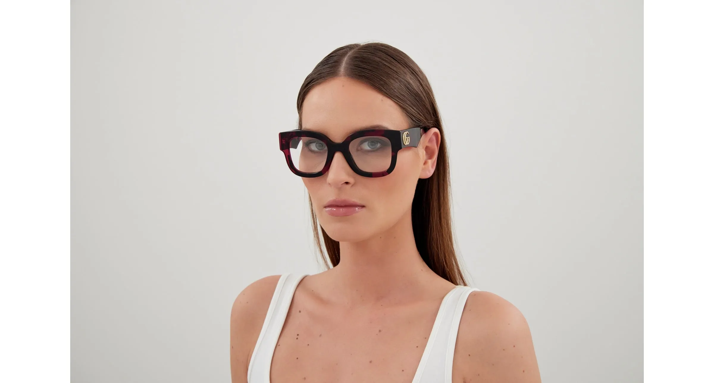 Gucci GG1423O 003 Montature da vista Acetato Havana Trasparente Cat Eye - immagine 4