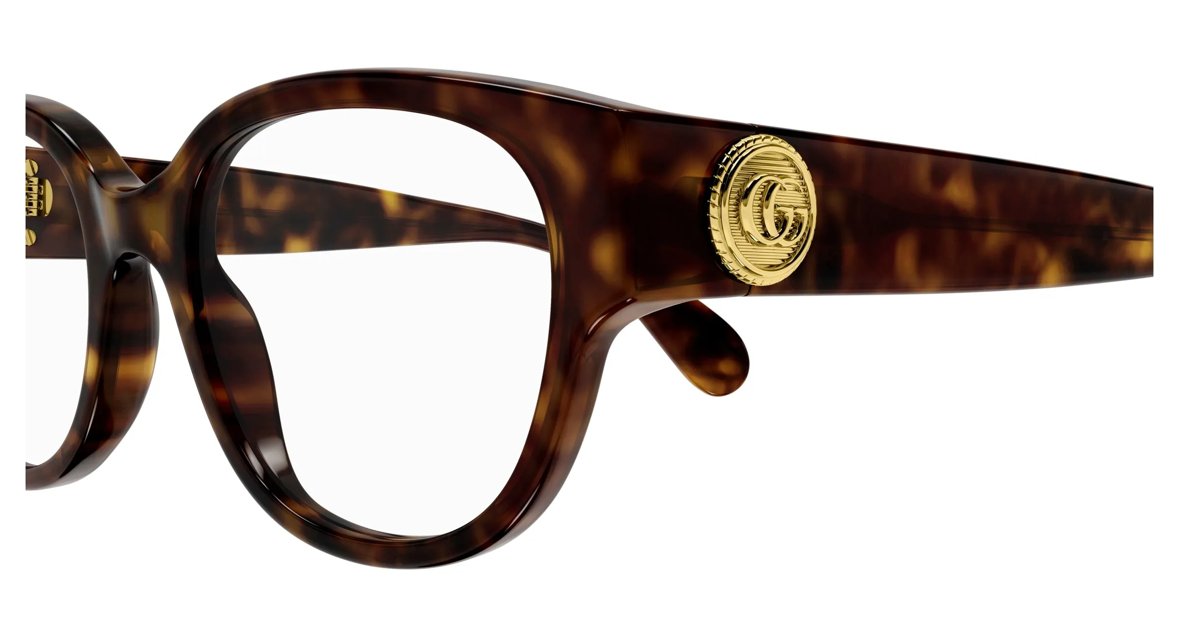 Gucci GG1411O 005 Montature da vista Acetato Havana Trasparente Rotonda - immagine 3