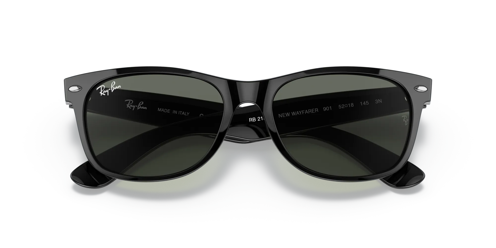 Ray - Ban RB2132F NEW WAYFARER LOW BRIDGE FIT 901 Occhiali da sole Nylon Nero G15 Squadrata Normale - immagine 2