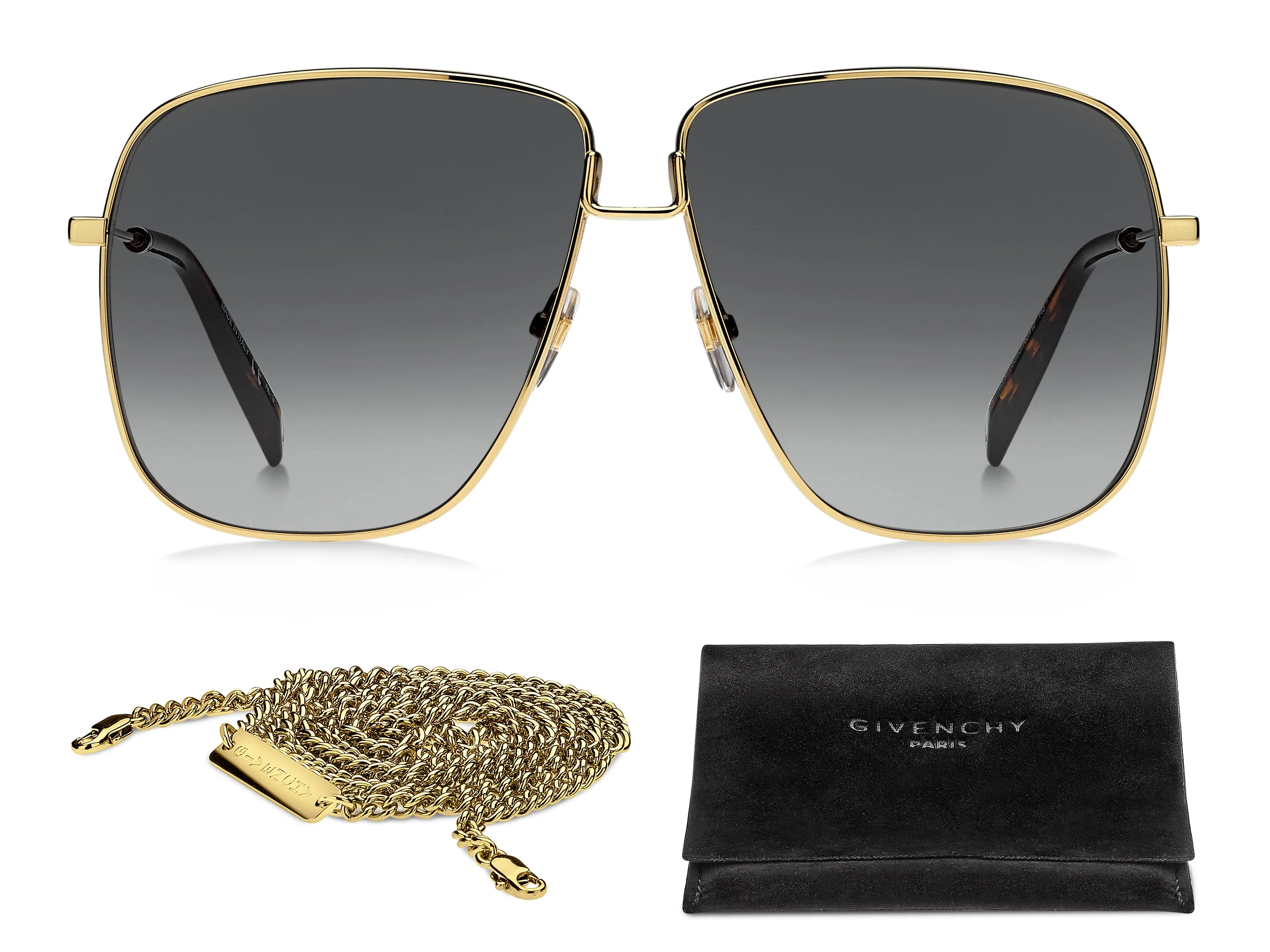 Givenchy GV 7183/S J5G/9O Occhiali da sole Metallo Oro Grigio Squadrata Normale Sfumato - immagine 2