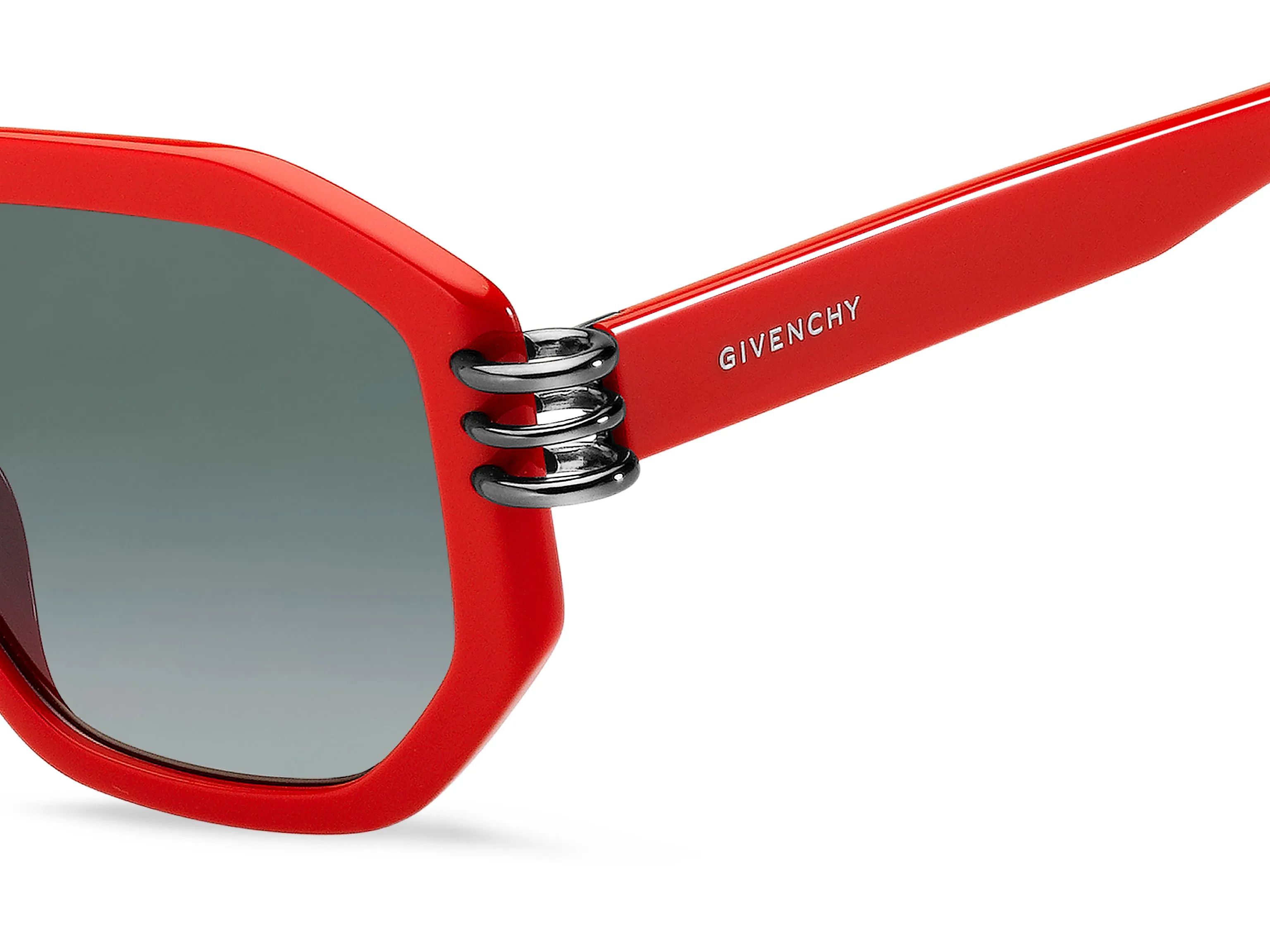 Givenchy GV 7175/G/S C9A/9O Occhiali da sole Acetato Rosso Grigio Squadrata Normale Sfumato - immagine 3