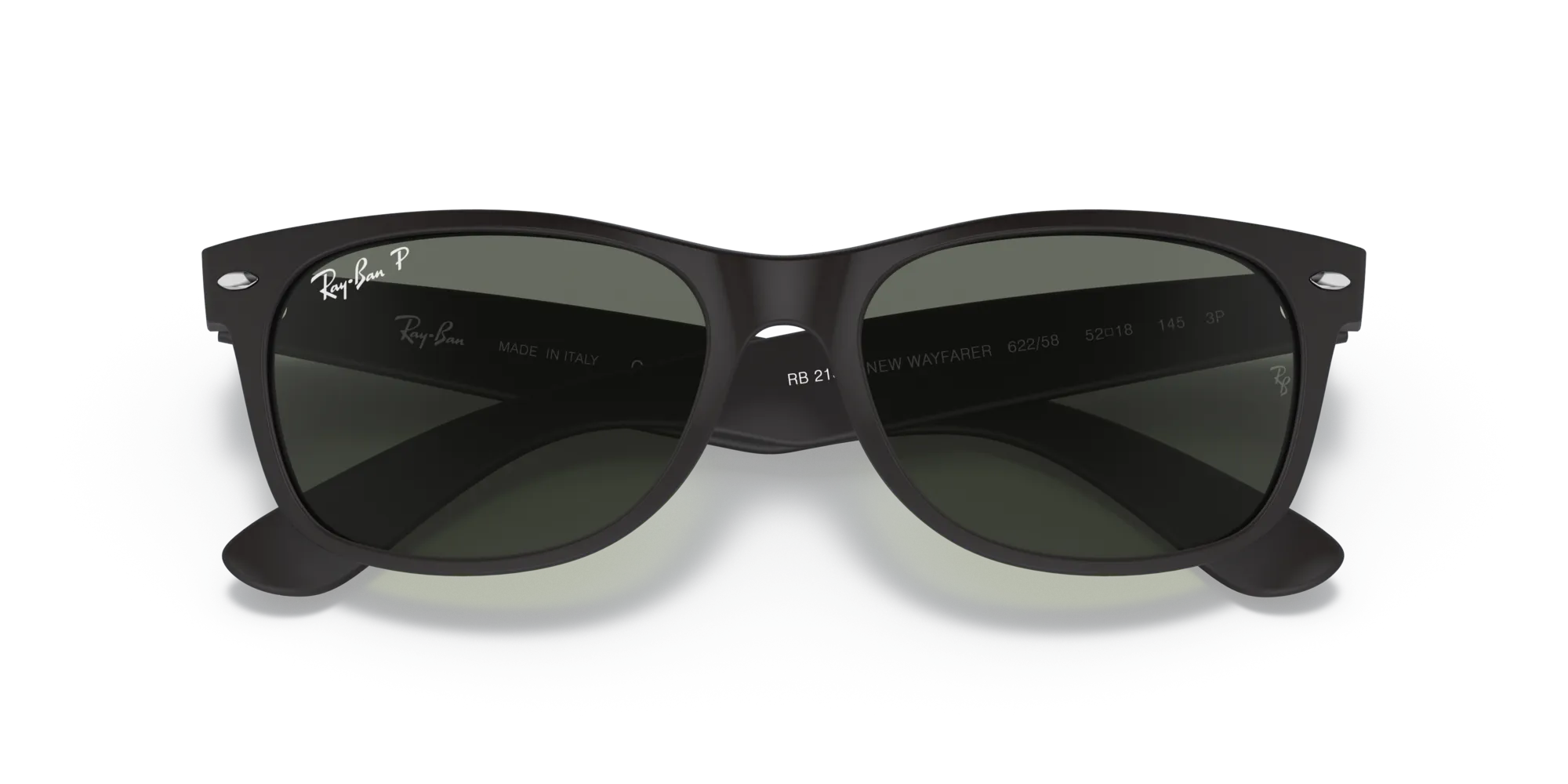 Ray - Ban RB2132 NEW WAYFARER 622/58 Occhiali da sole Nylon Nero Verde Squadrata Polarizzata - immagine 2