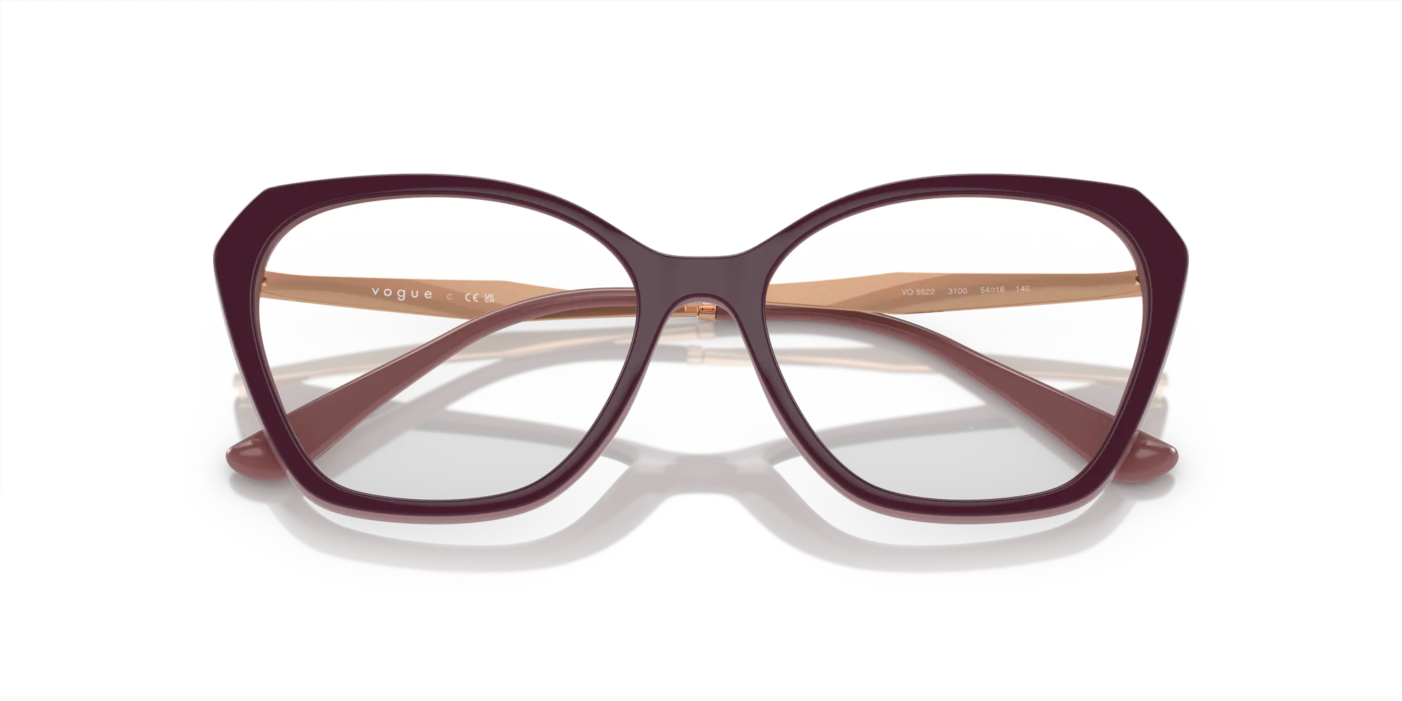 VOGUE EYEWEAR VO5522 3100 Montature da vista Iniettato Rosso Geometrica Normale - immagine 2