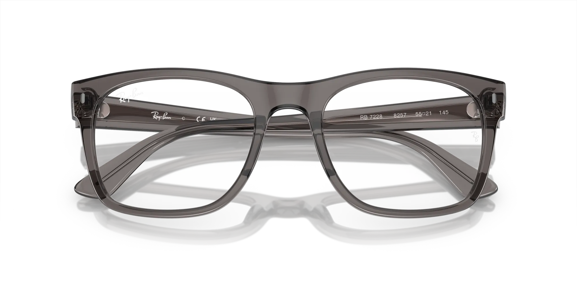 Ray - Ban RX7228 8257 Montature da vista Acetato Grigio Trasparente Squadrata Normale - immagine 2