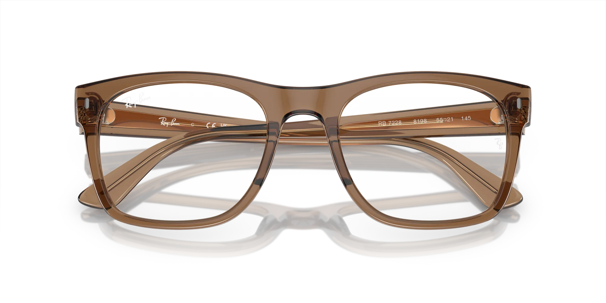 Ray - Ban RX7228 8198 Montature da vista Acetato Marrone Trasparente Squadrata Normale - immagine 2
