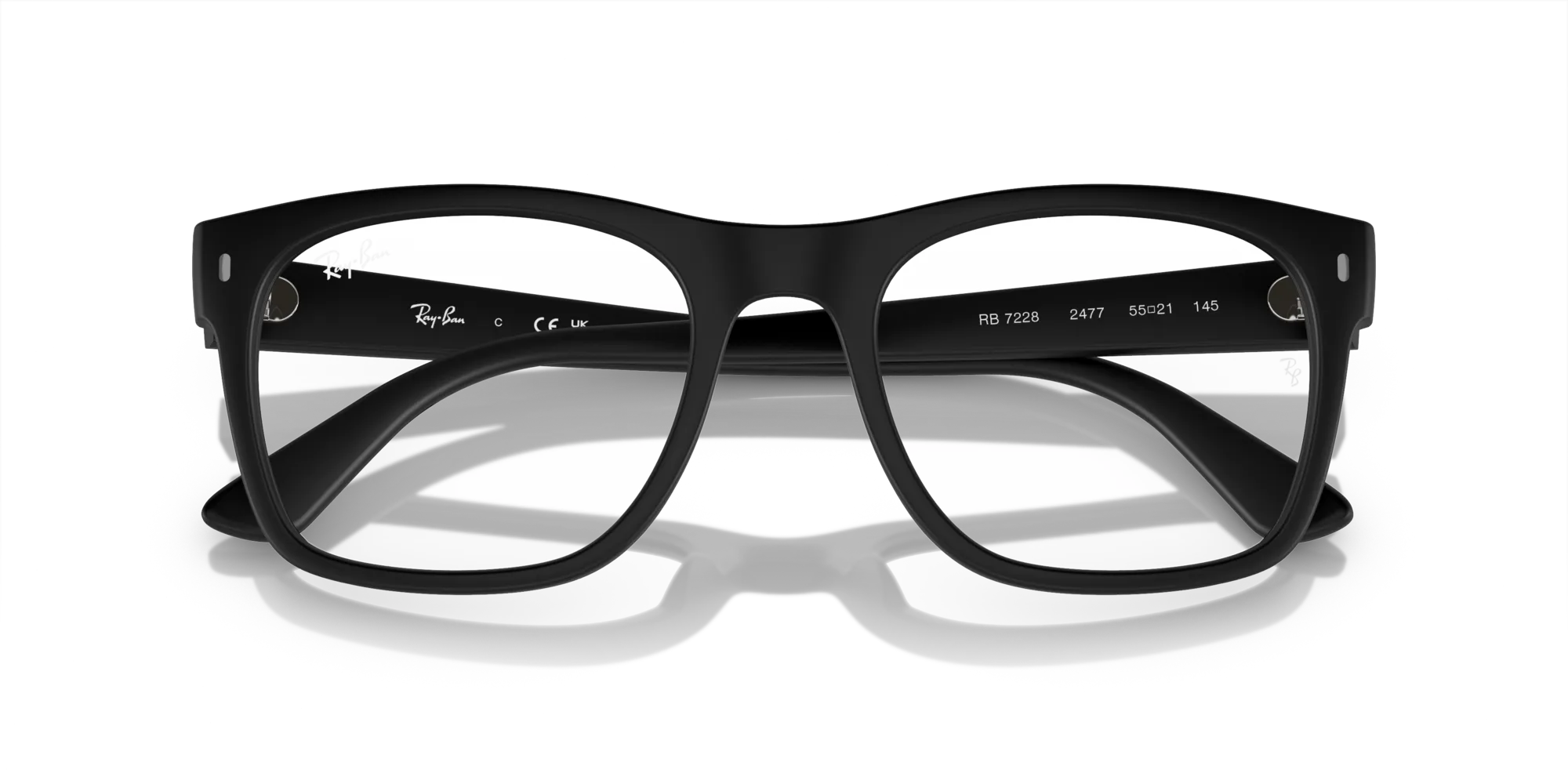 Ray - Ban RX7228 2477 Montature da vista Acetato Nero Trasparente Squadrata Normale - immagine 2