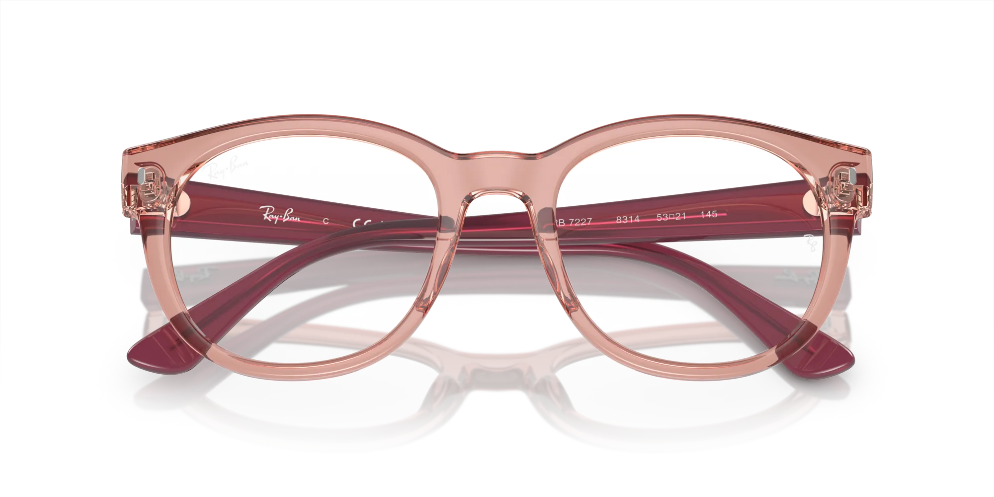 Ray - Ban RX7227 8314 Montature da vista Acetato Rosa Trasparente Squadrata Normale - immagine 2