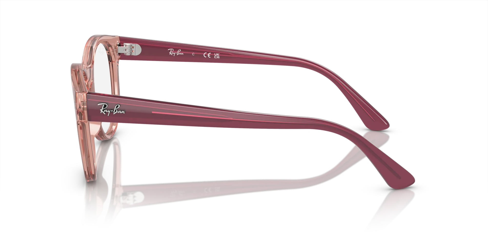 Ray - Ban RX7227 8314 Montature da vista Acetato Rosa Trasparente Squadrata Normale - immagine 4