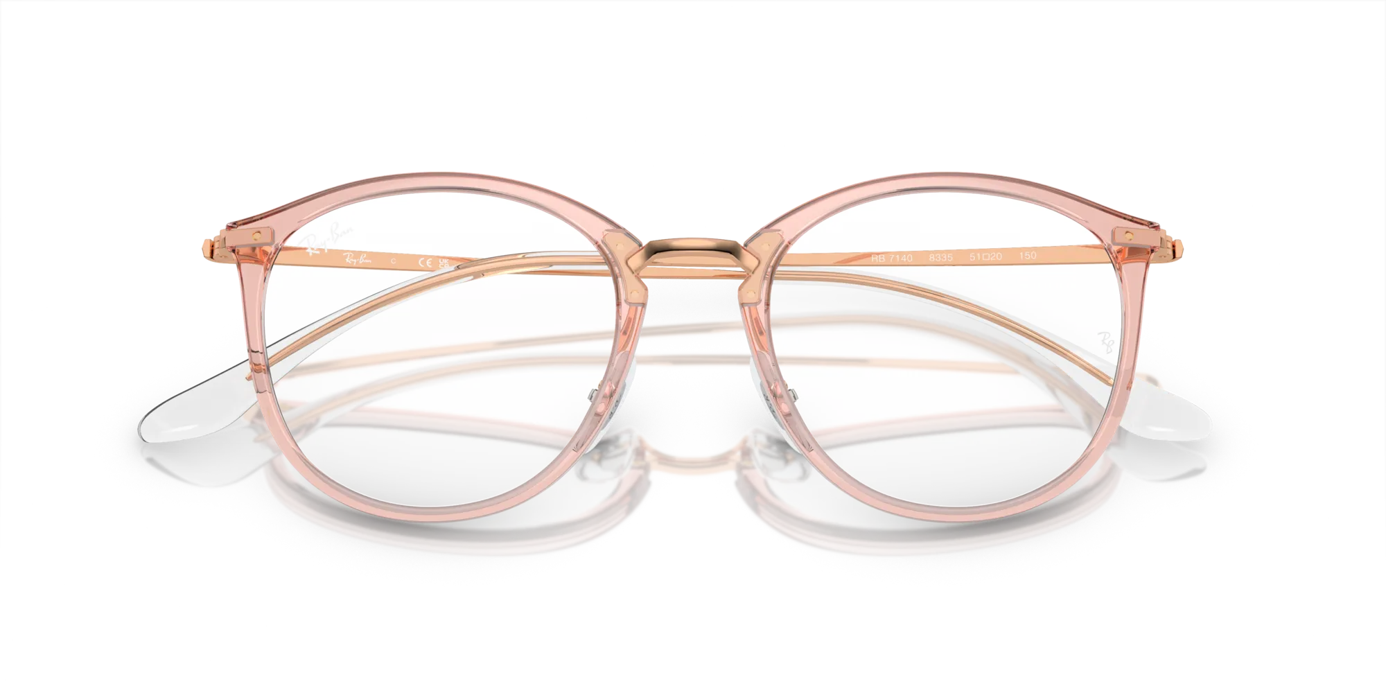 Ray - Ban RX7140 8335 Montature da vista Iniettato Rosa Pantos Normale - immagine 2