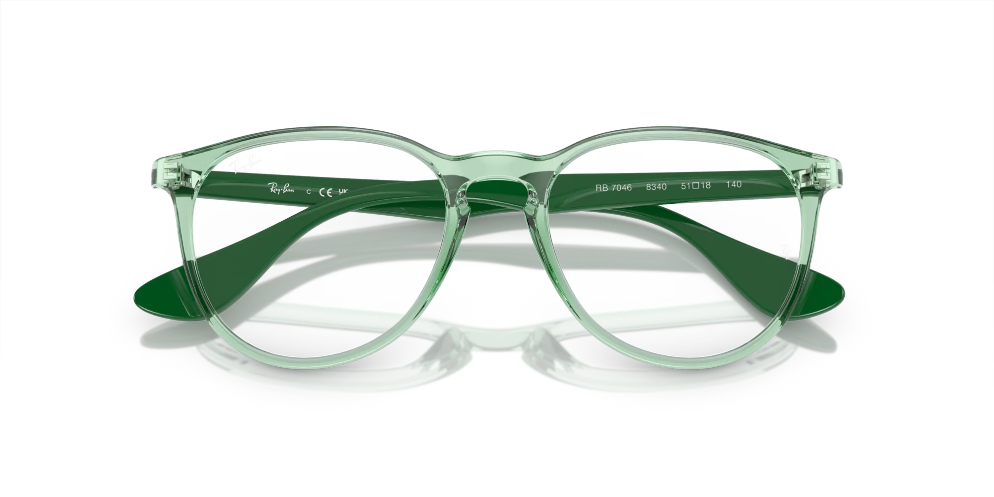 Ray - Ban RX7046 ERIKA 8340 Montature da vista Iniettato Verde Trasparente Rotonda Normale - immagine 2