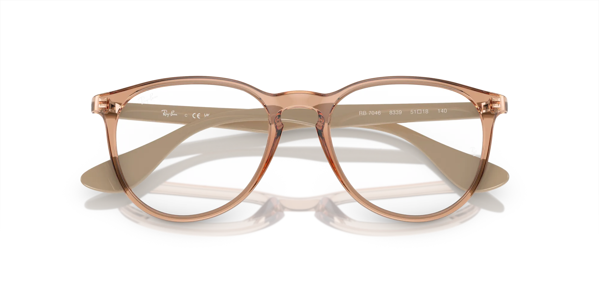 Ray - Ban RX7046 ERIKA 8339 Montature da vista Iniettato Marrone Trasparente Rotonda Normale - immagine 2