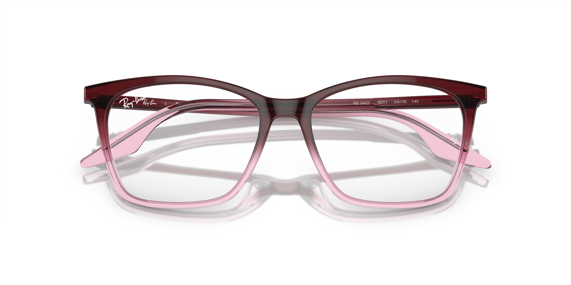 Ray - Ban RX5422 8311 Montature da vista Acetato Rosso Trasparente Cat Eye Normale - immagine 2